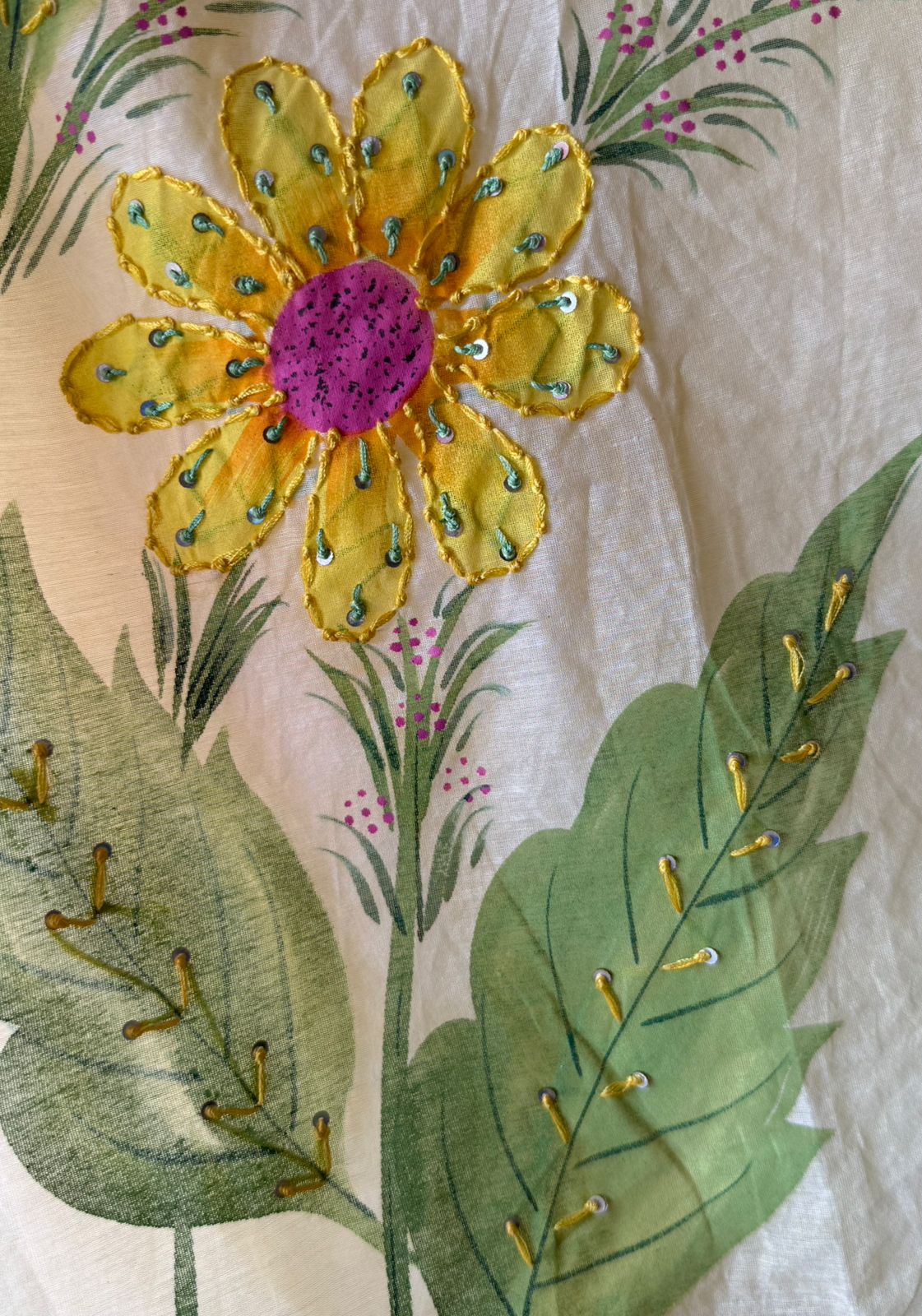 Hand-Painted Floral Mul cotton Sui