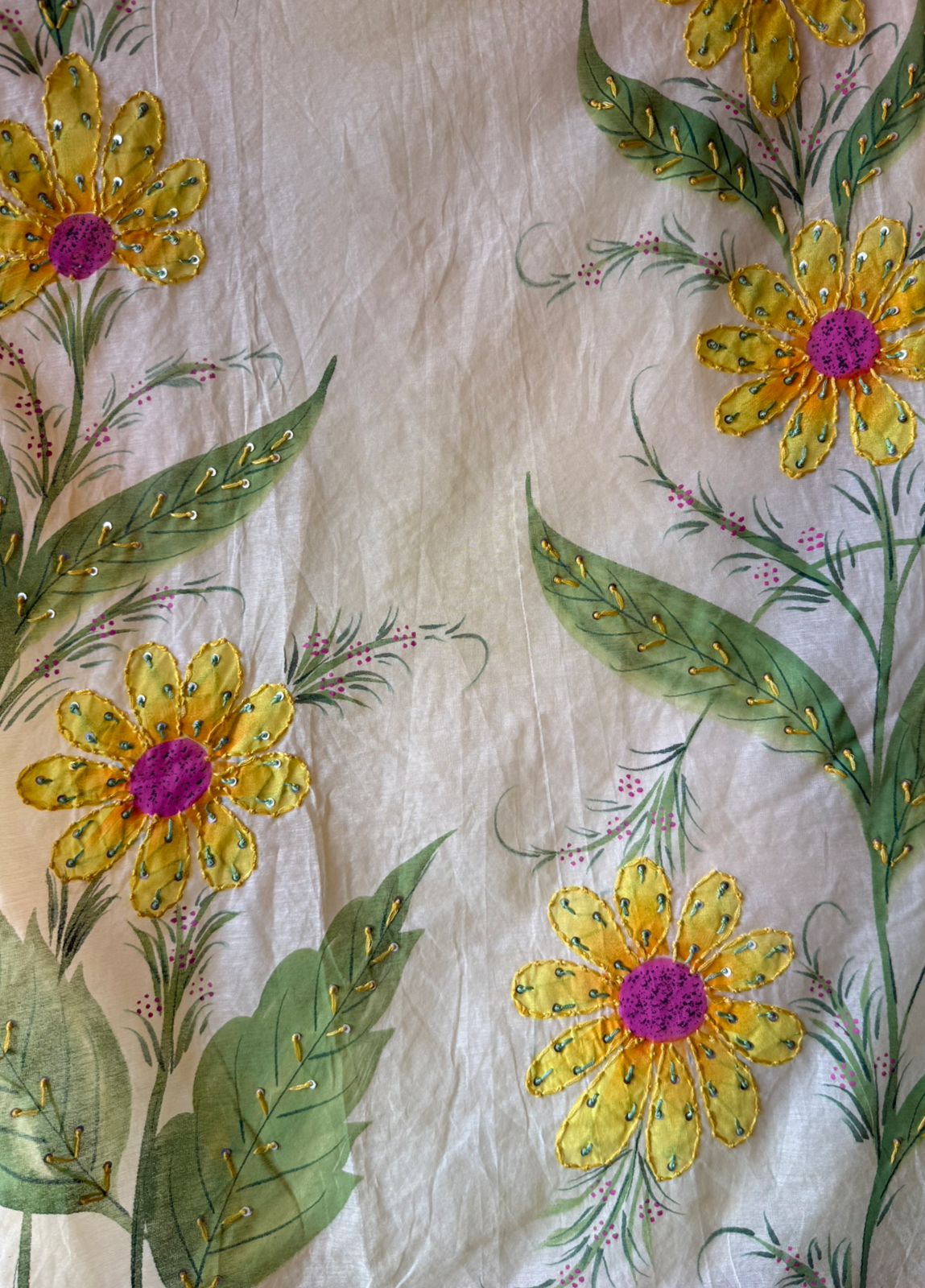 Hand-Painted Floral Mul cotton Sui