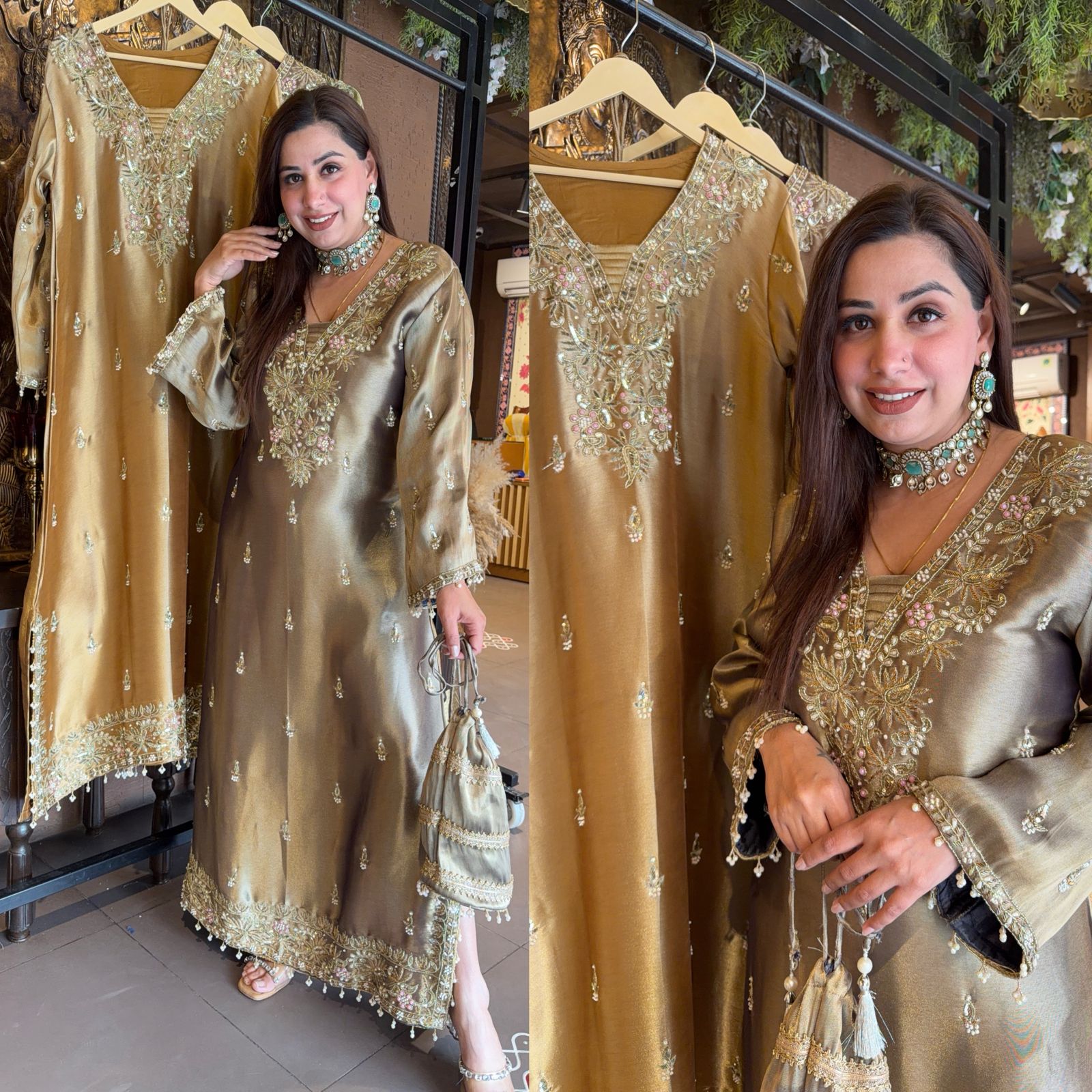 Giraffe tissue Handwork Long dress