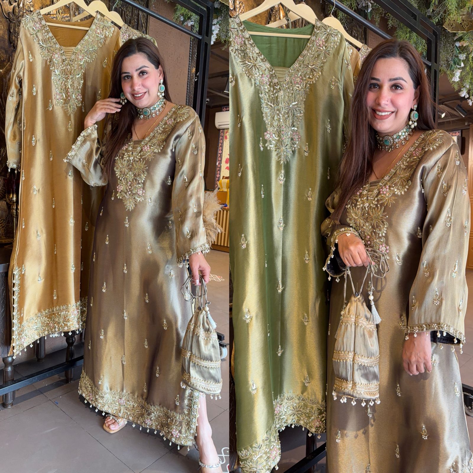 Giraffe tissue Handwork Long dress