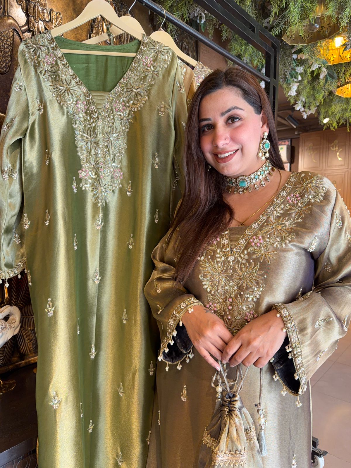 Giraffe tissue Handwork Long dress