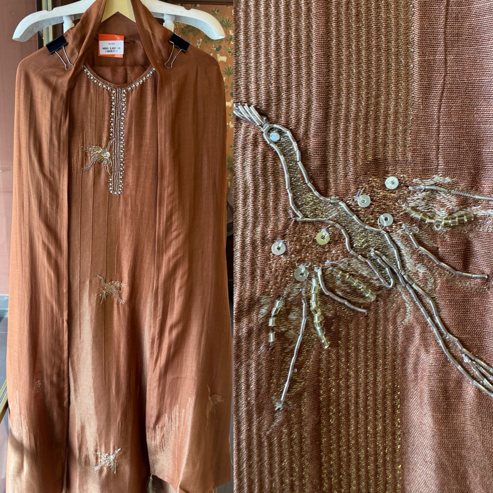 Elegant Hand-Embellished Unstitched suit Set