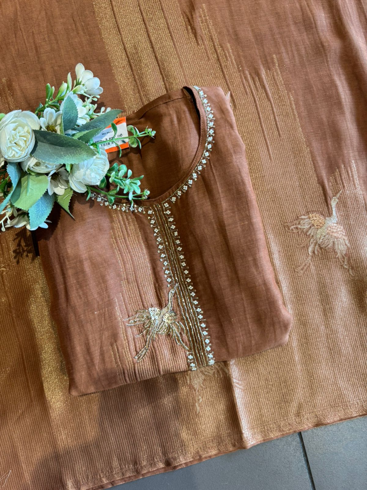 Elegant Hand-Embellished Unstitched suit Set