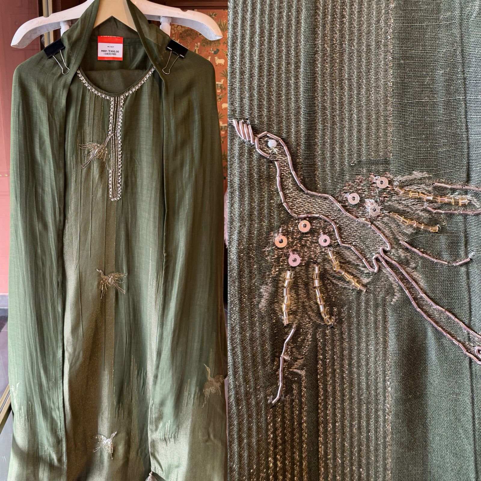 Elegant Hand-Embellished Unstitched suit Set