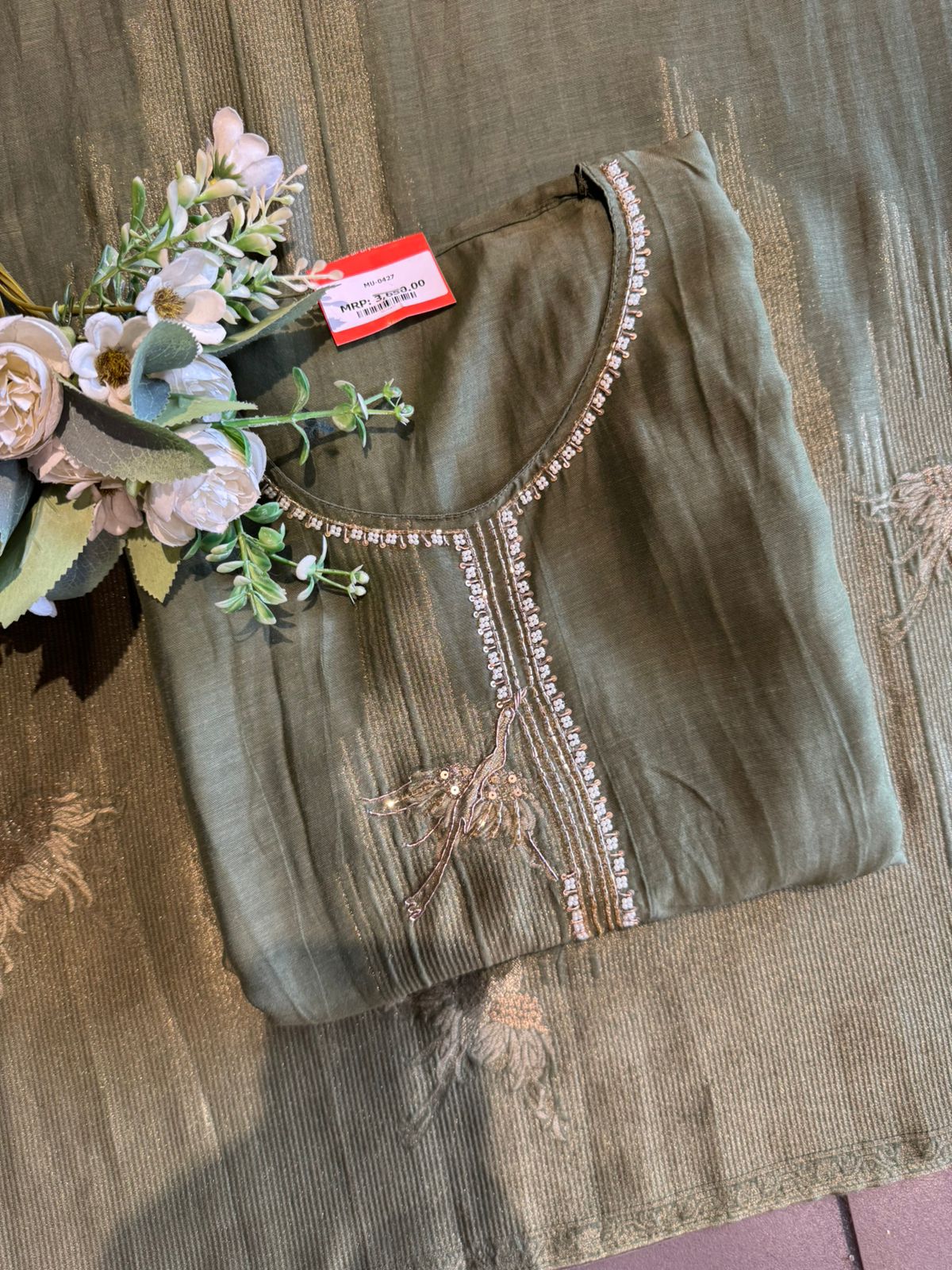 Elegant Hand-Embellished Unstitched suit Set