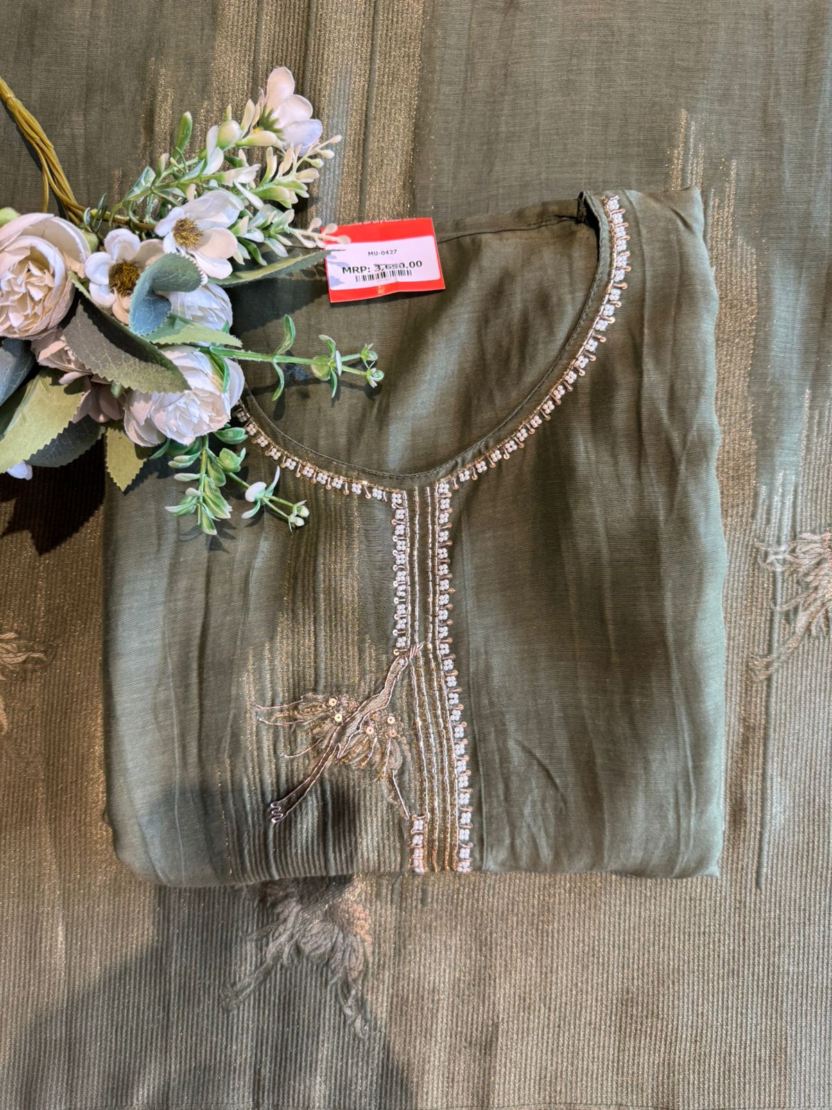 Elegant Hand-Embellished Unstitched suit Set