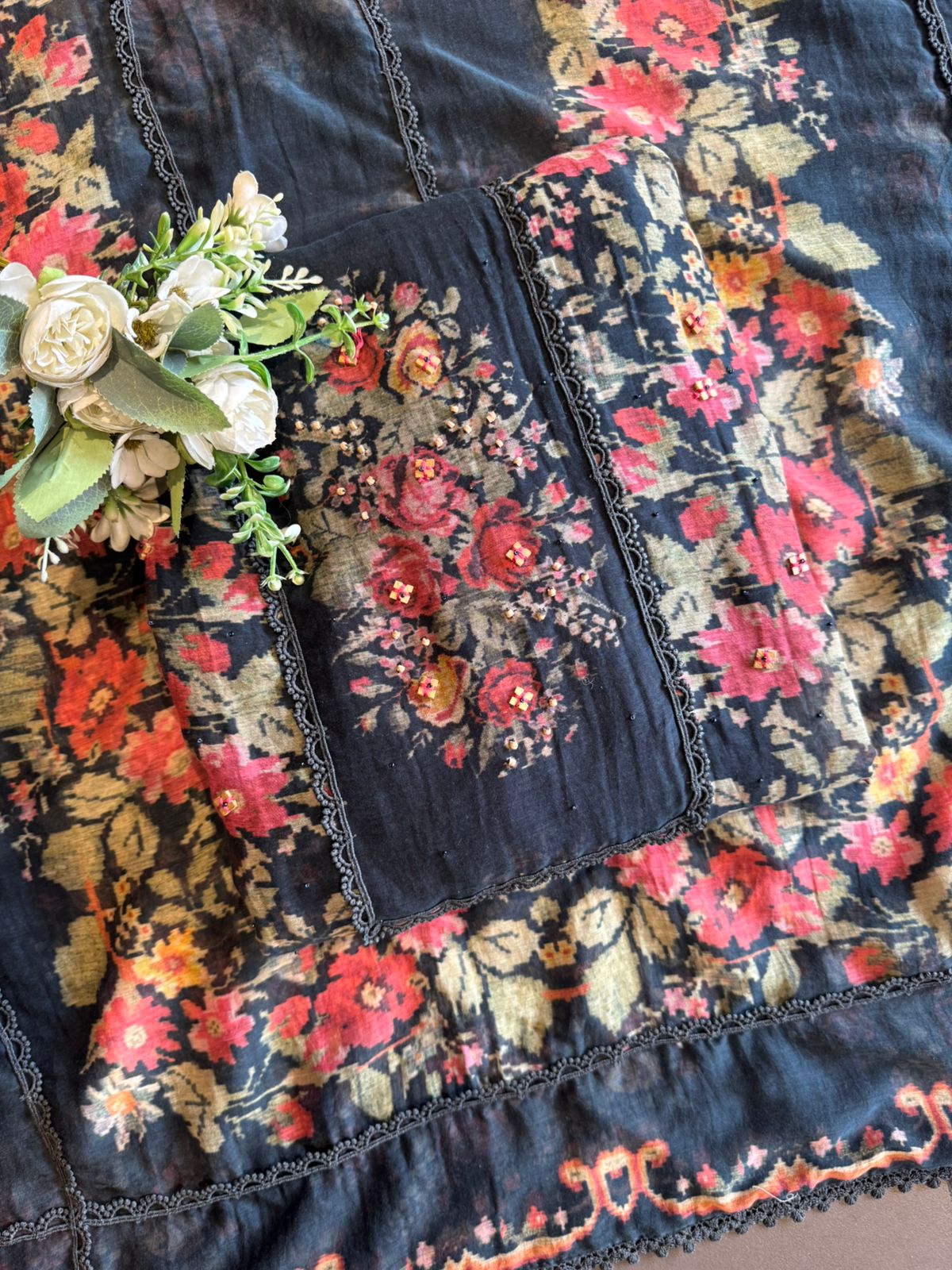 Floral Printed Unstitched suit