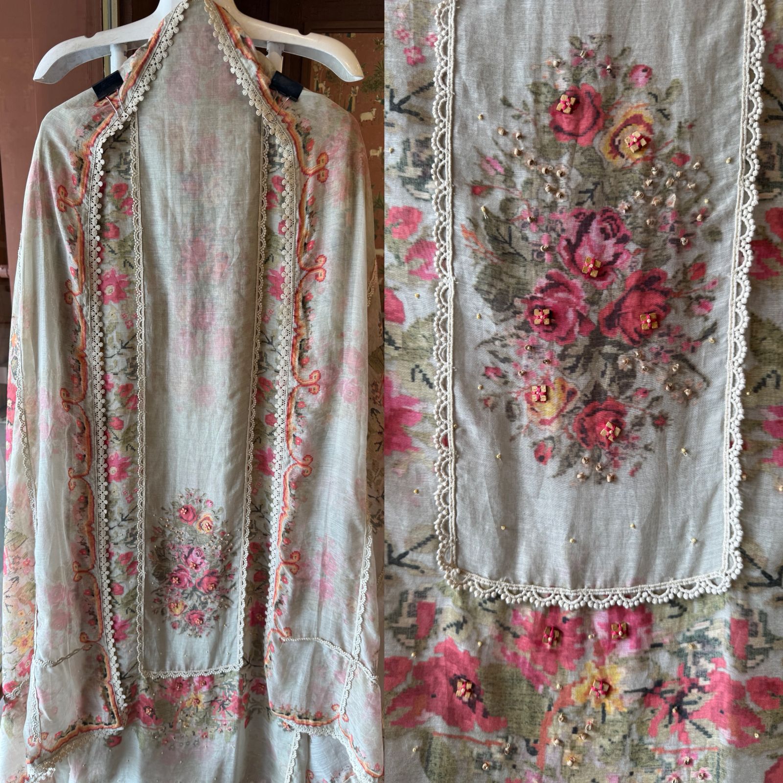Floral Printed Unstitched suit