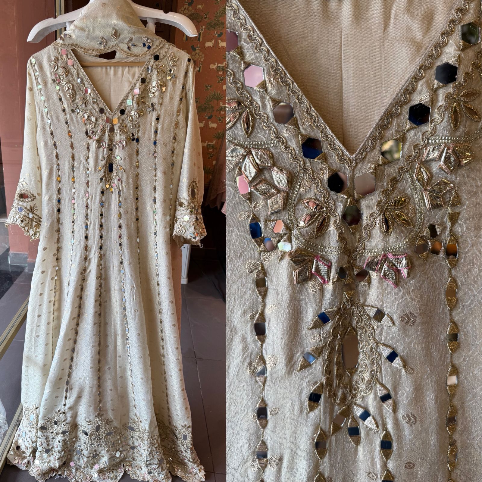 Pure shimmer Woven tissue Stitched Anarkali