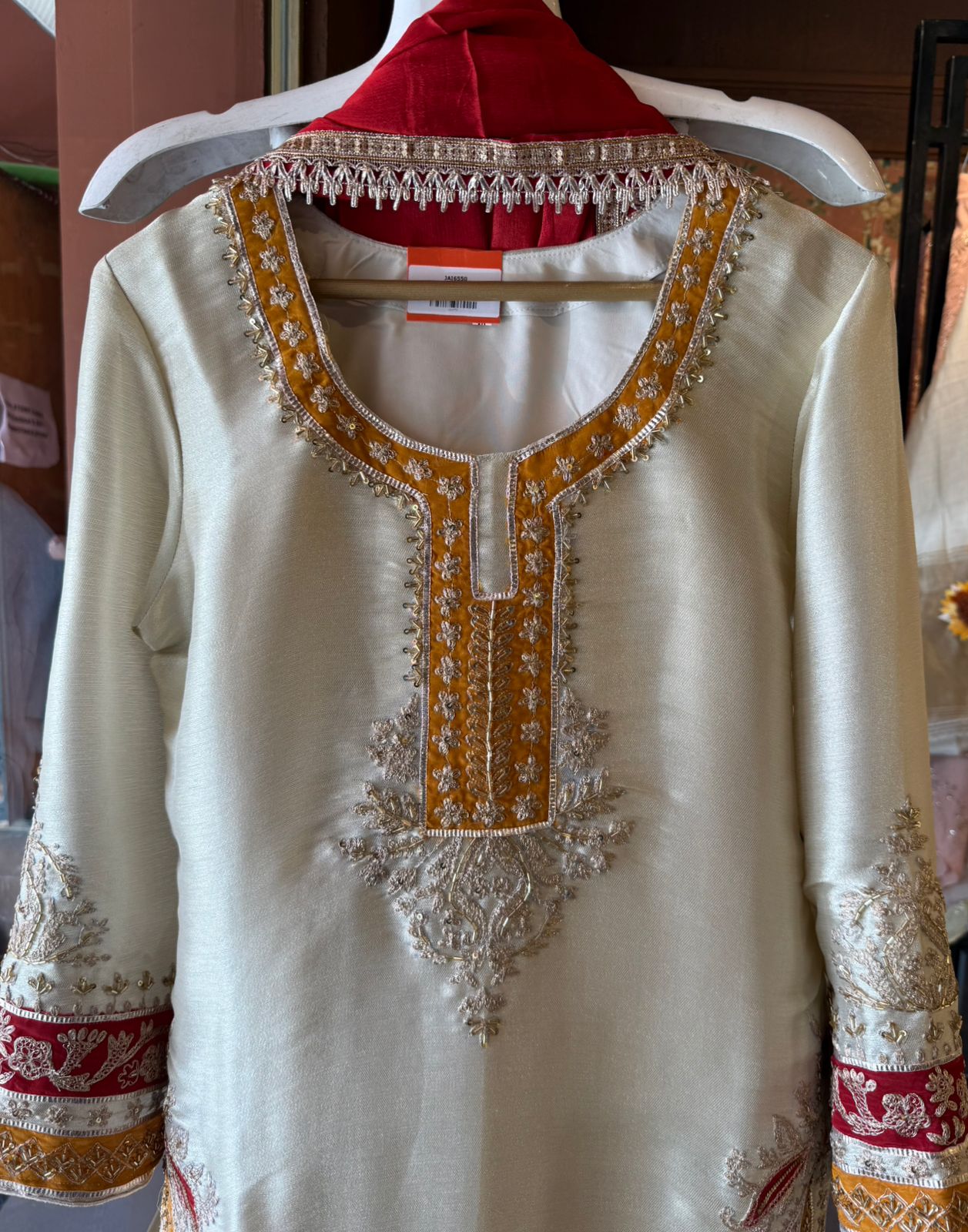 Luxury Cream Embroidered Kurta Set