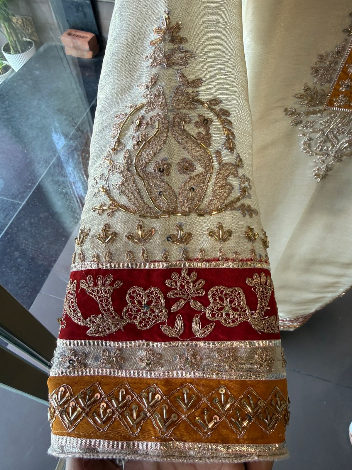 Luxury Cream Embroidered Kurta Set