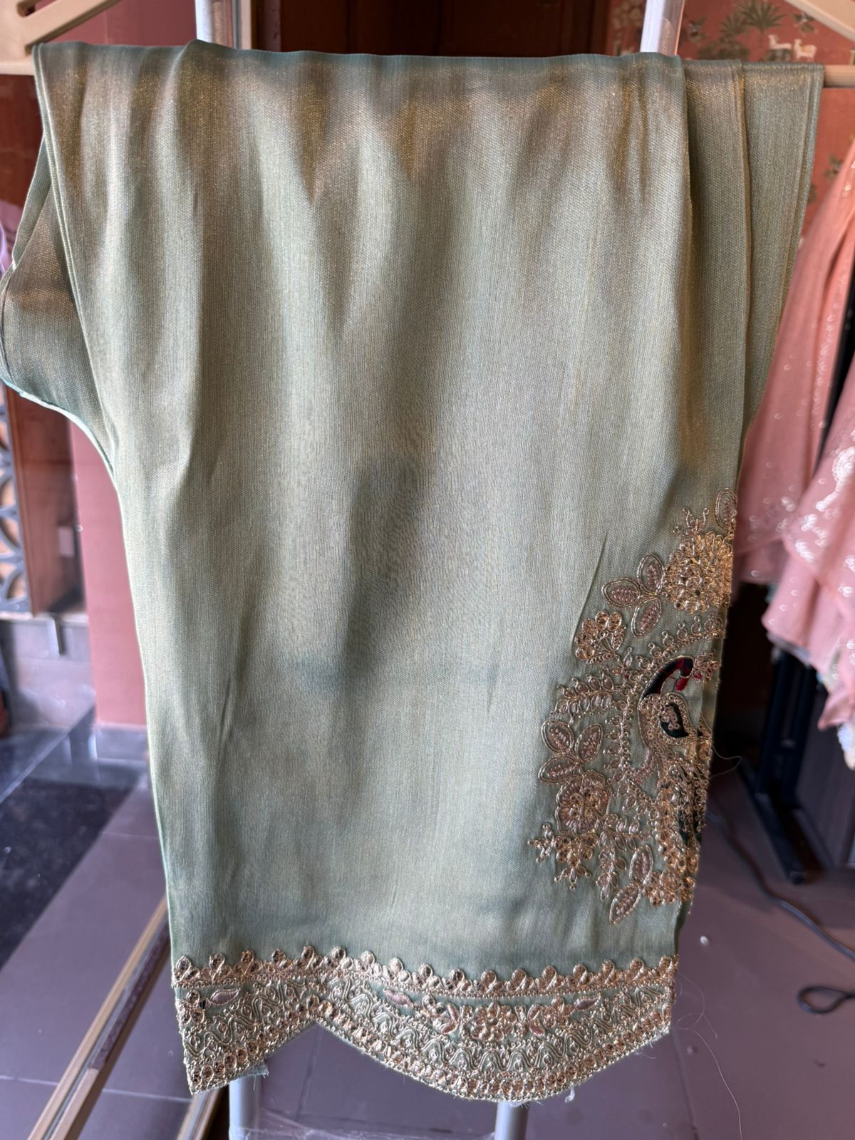 Royal Embroidered Kurta with Potli Bag