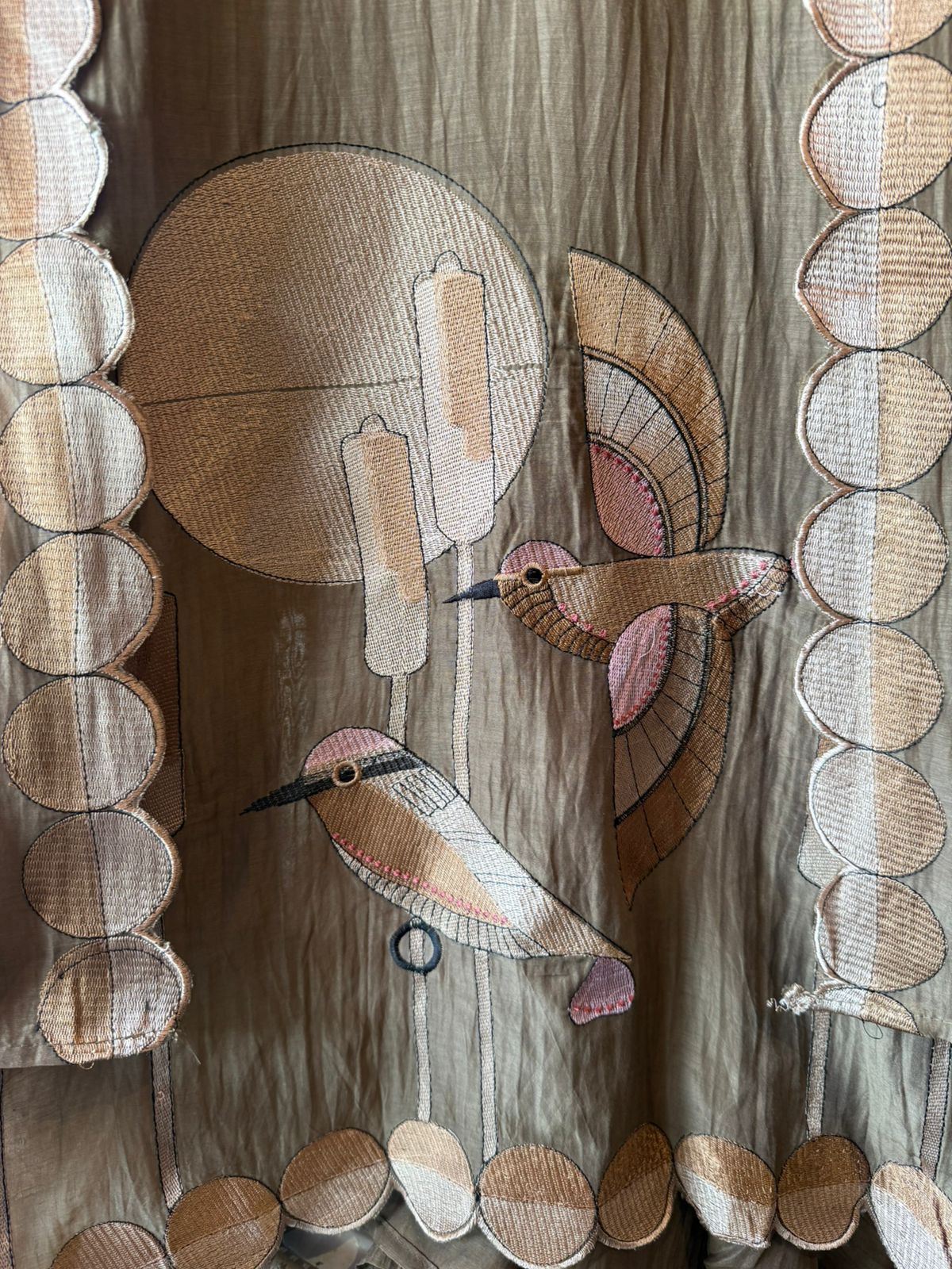 Beautiful unstitched Suit with Bird Motif Appliqué & Textured Detailing
