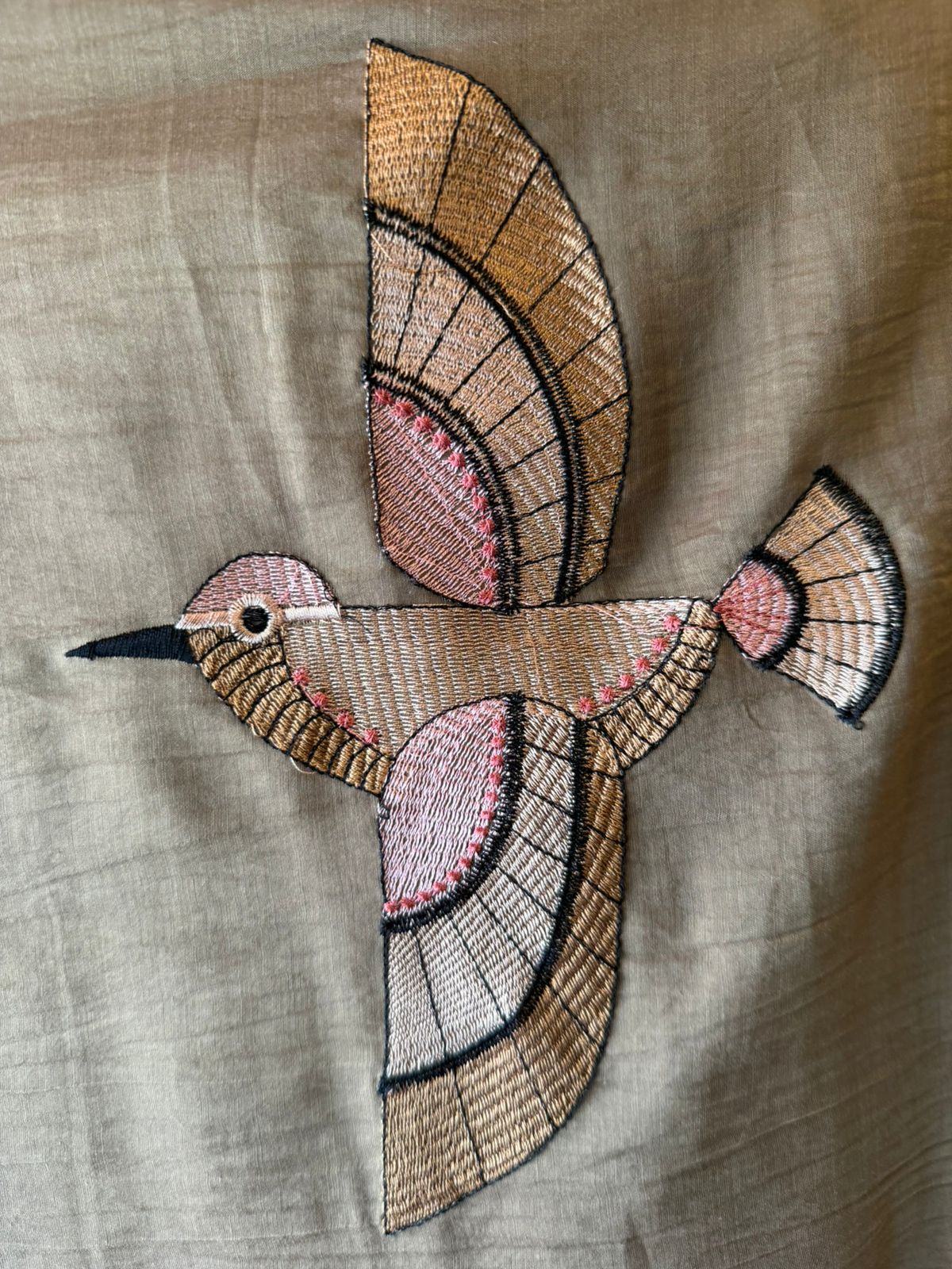 Beautiful unstitched Suit with Bird Motif Appliqué & Textured Detailing