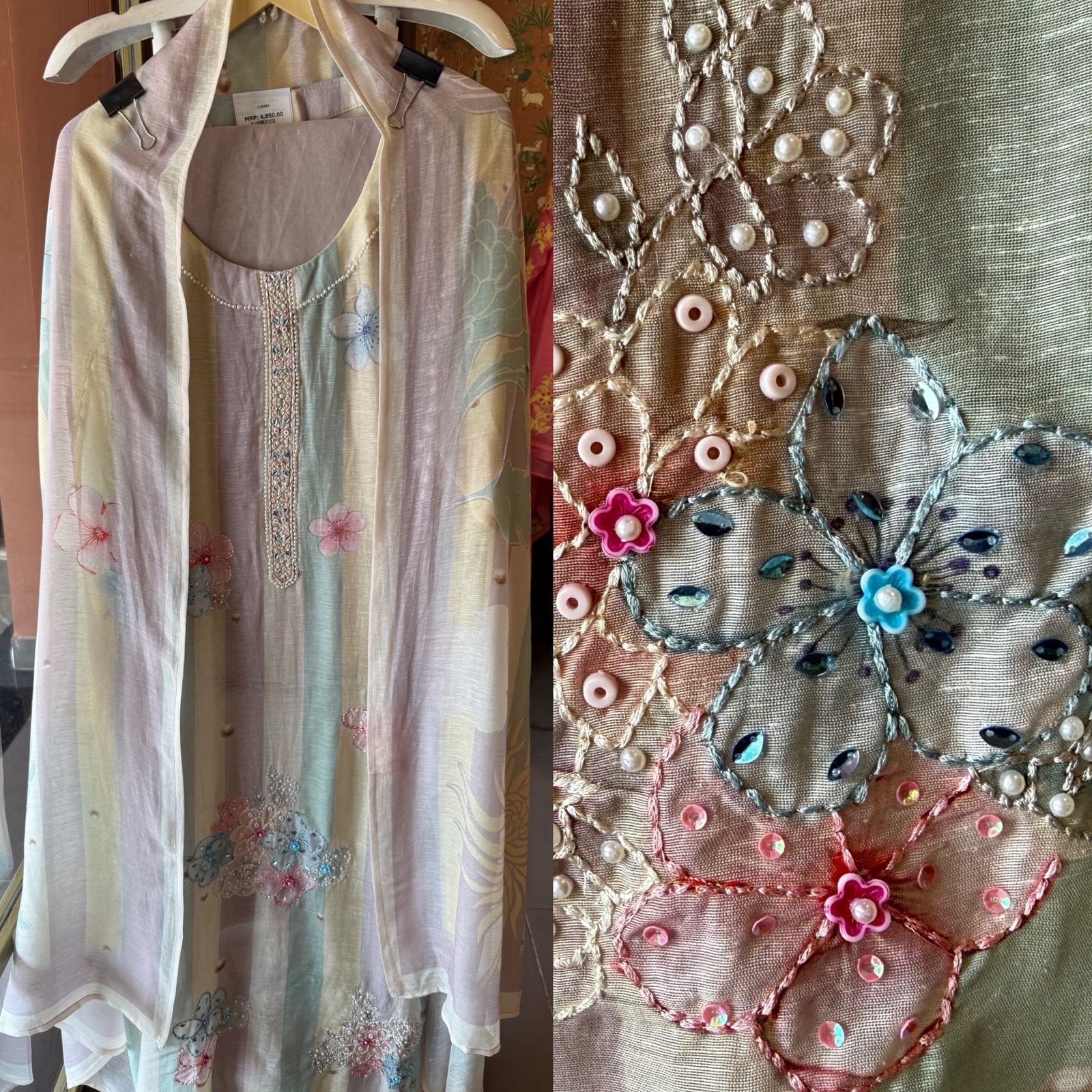 Pastel Striped Multi coloured kurta set