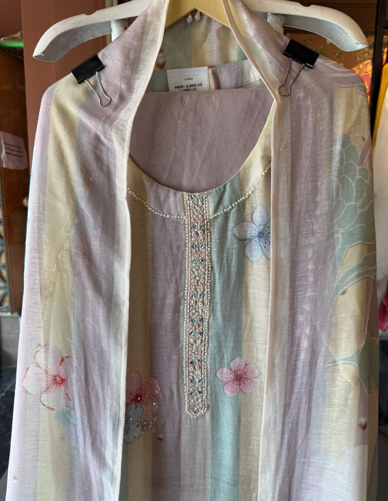 Pastel Striped Multi coloured kurta set