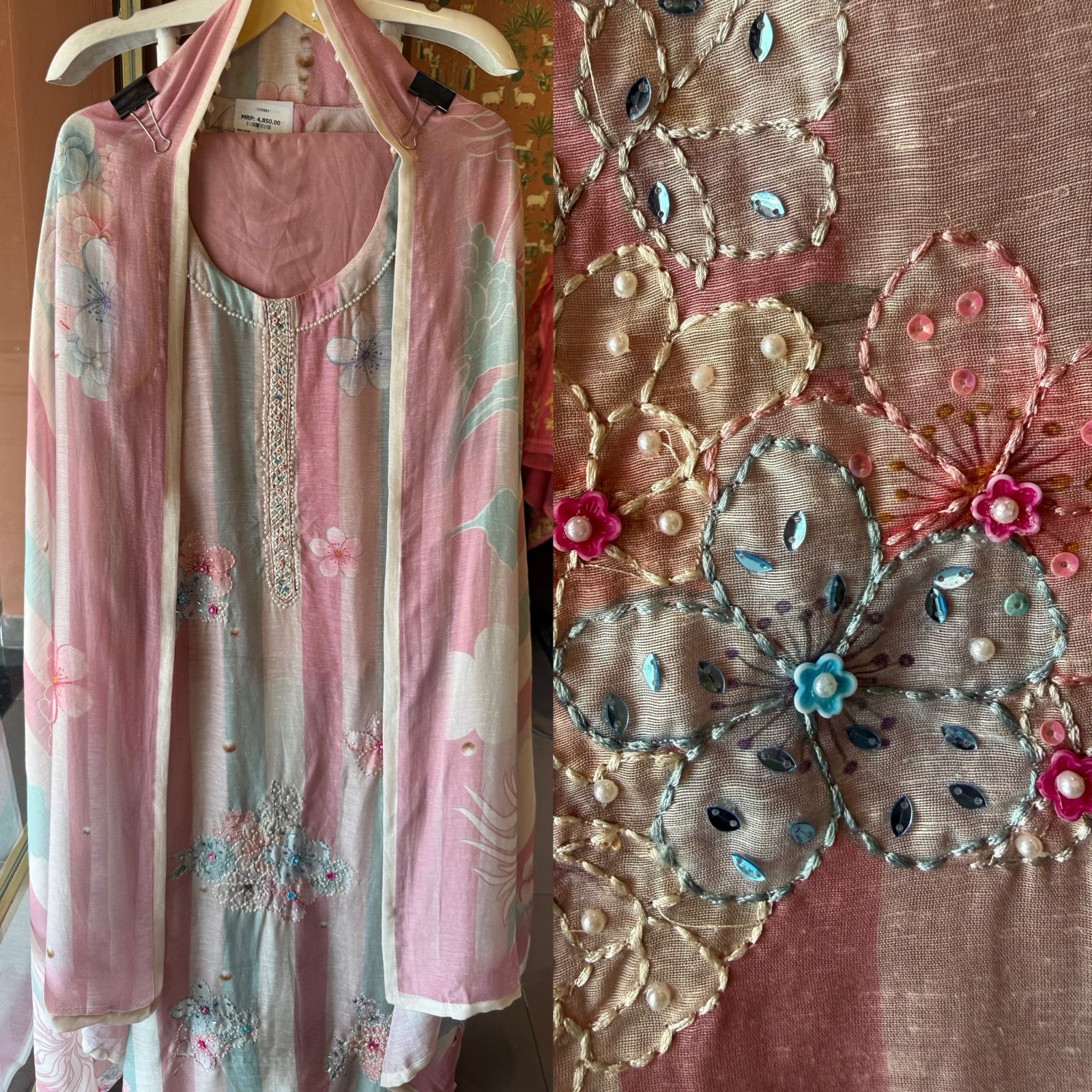 Pastel Striped Multi coloured kurta set
