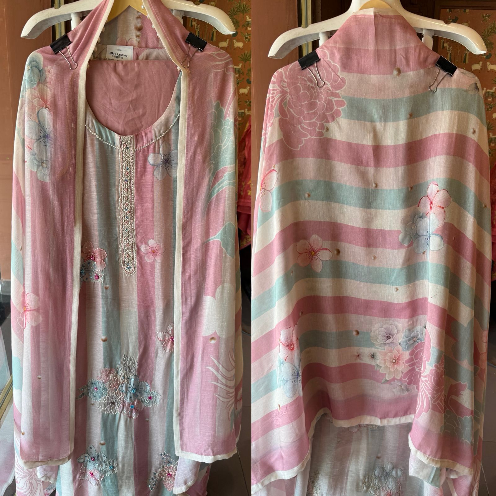 Pastel Striped Multi coloured kurta set