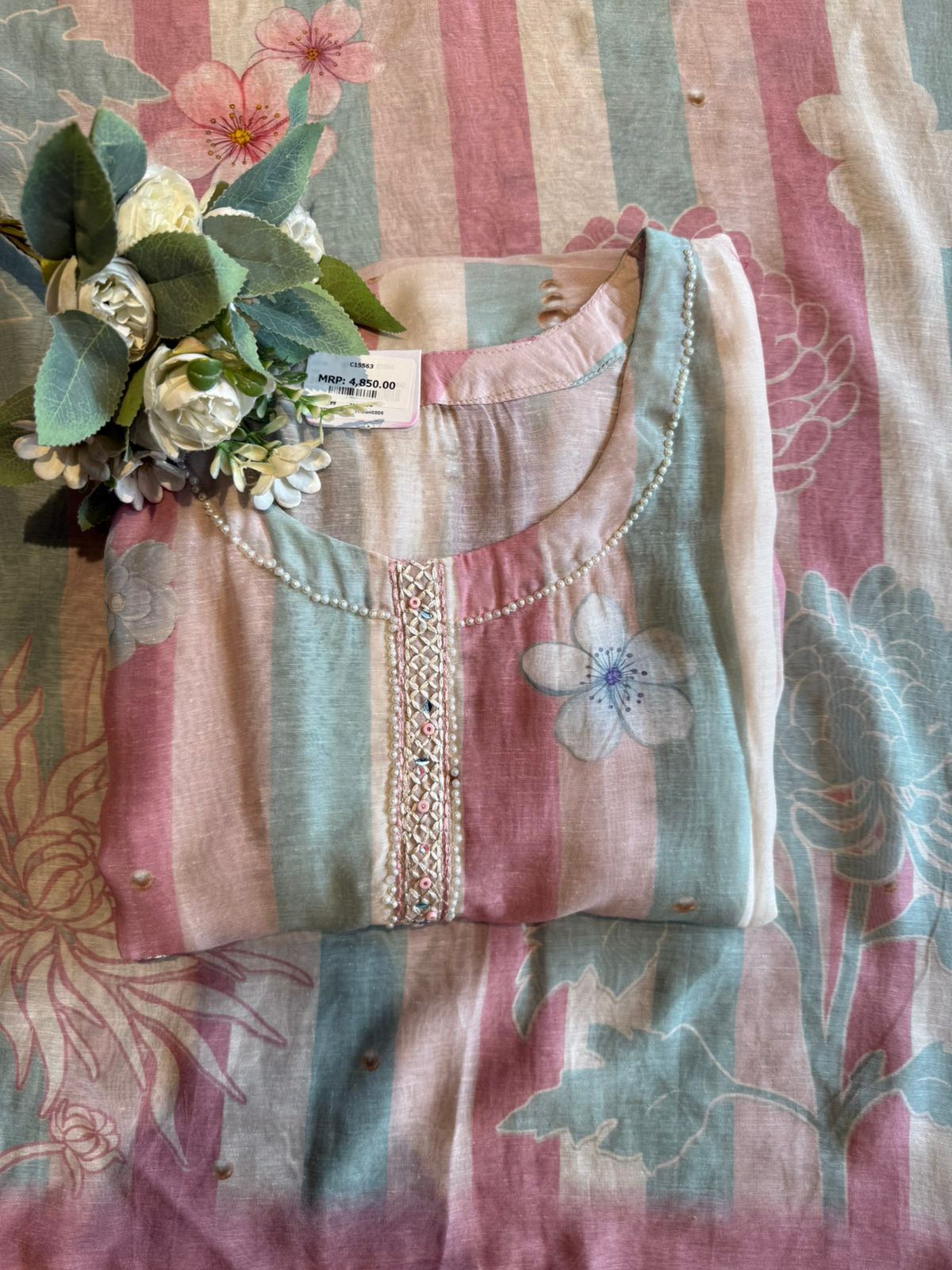 Pastel Striped Multi coloured kurta set
