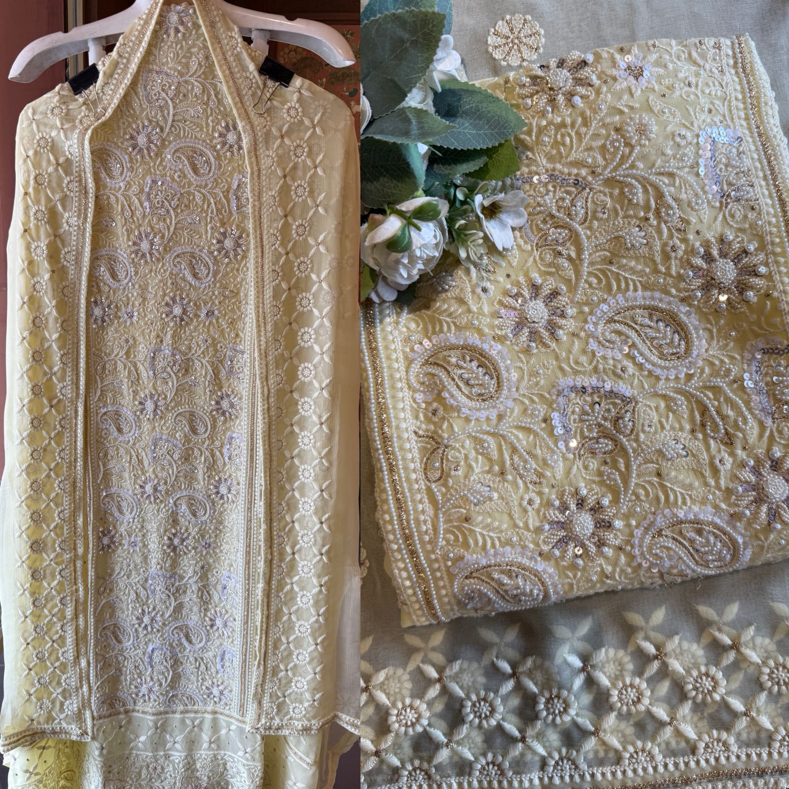 Elegant pastel Embroidered Suit