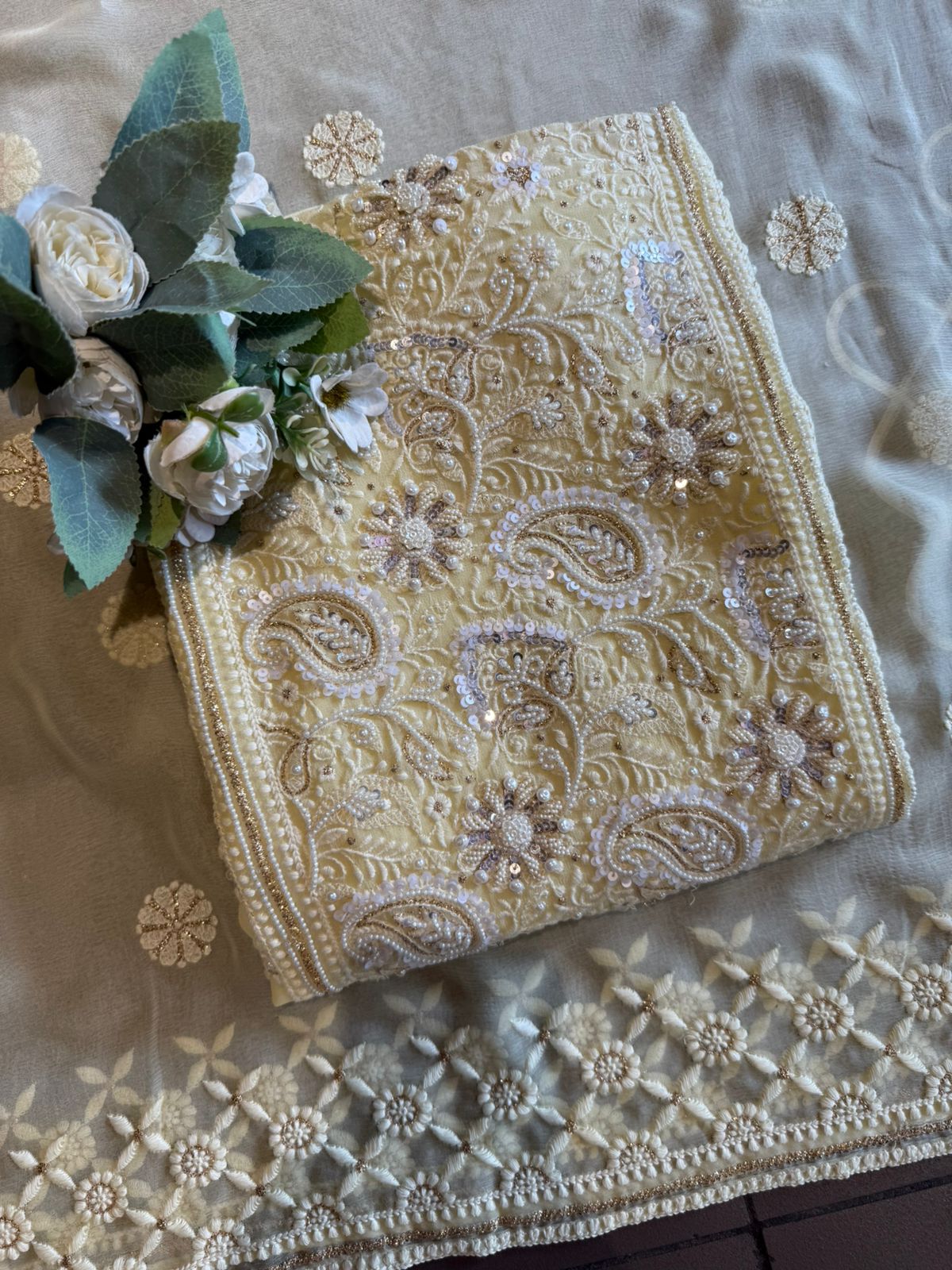 Elegant pastel Embroidered Suit