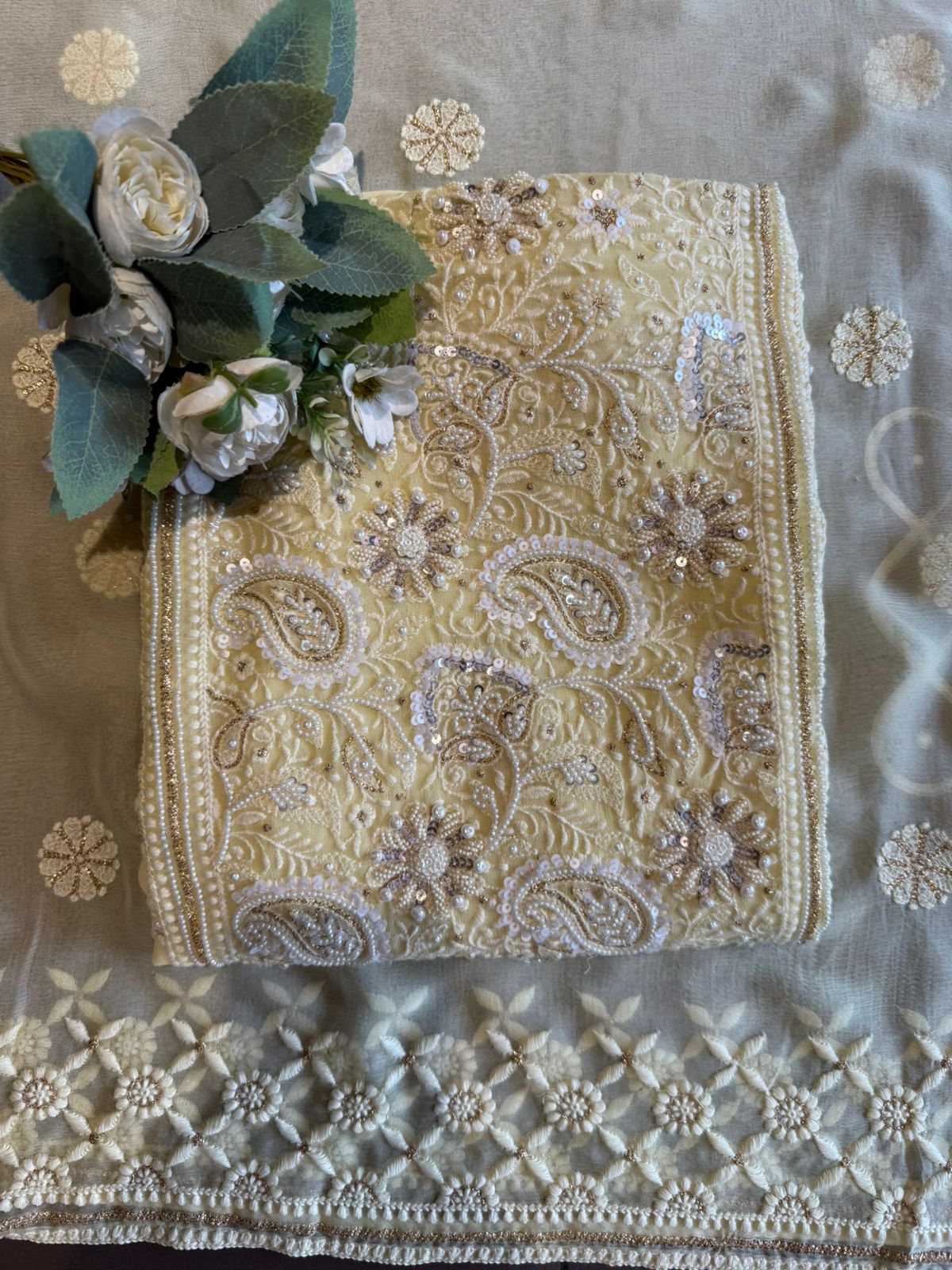 Elegant pastel Embroidered Suit