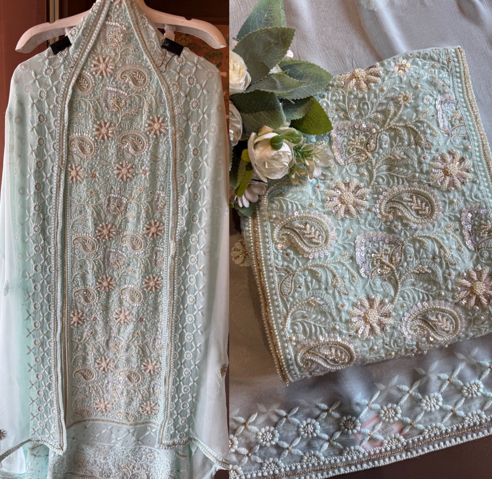 Elegant pastel Embroidered Suit