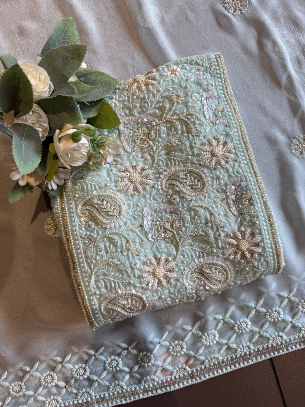 Elegant pastel Embroidered Suit