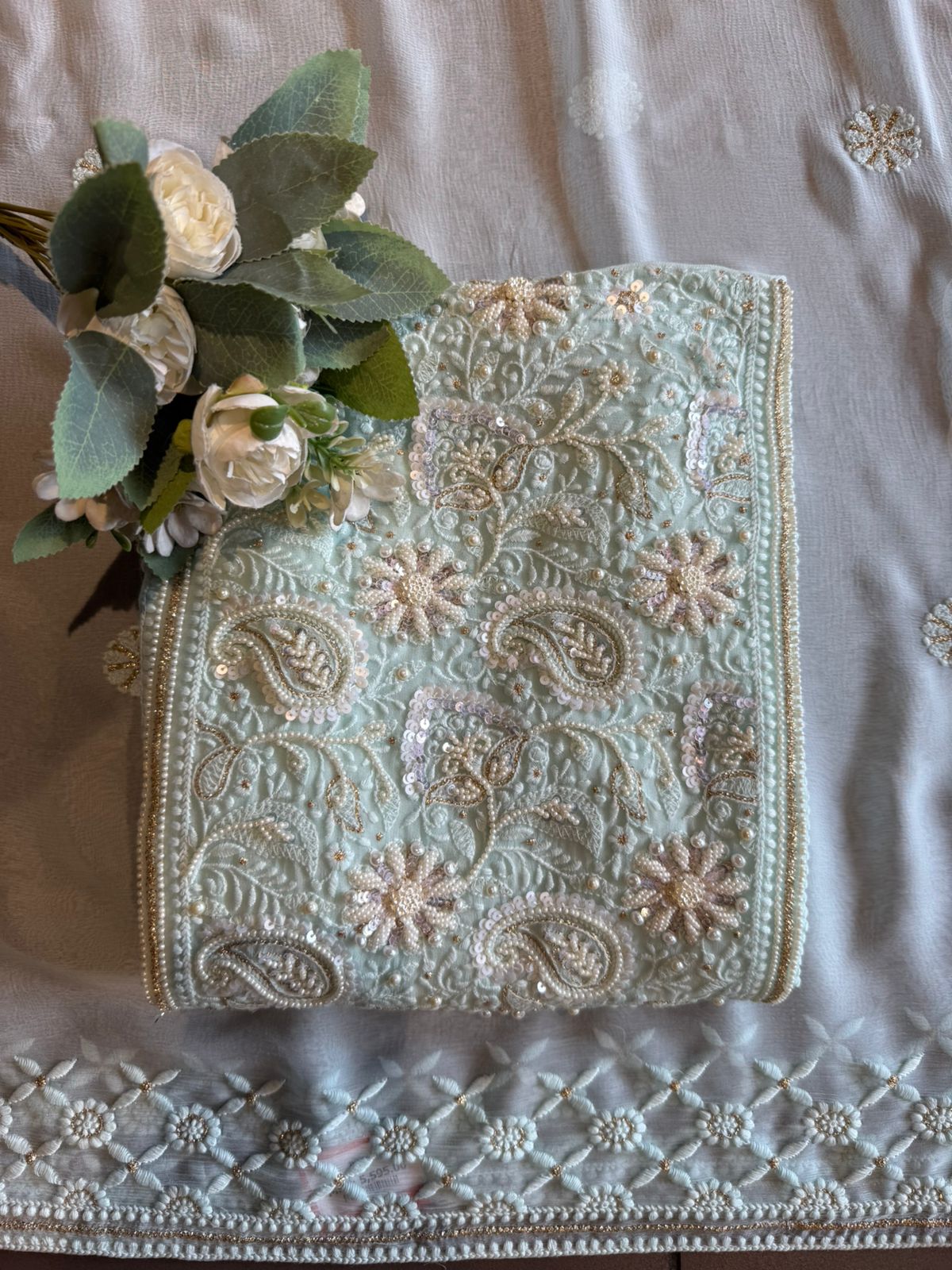 Elegant pastel Embroidered Suit