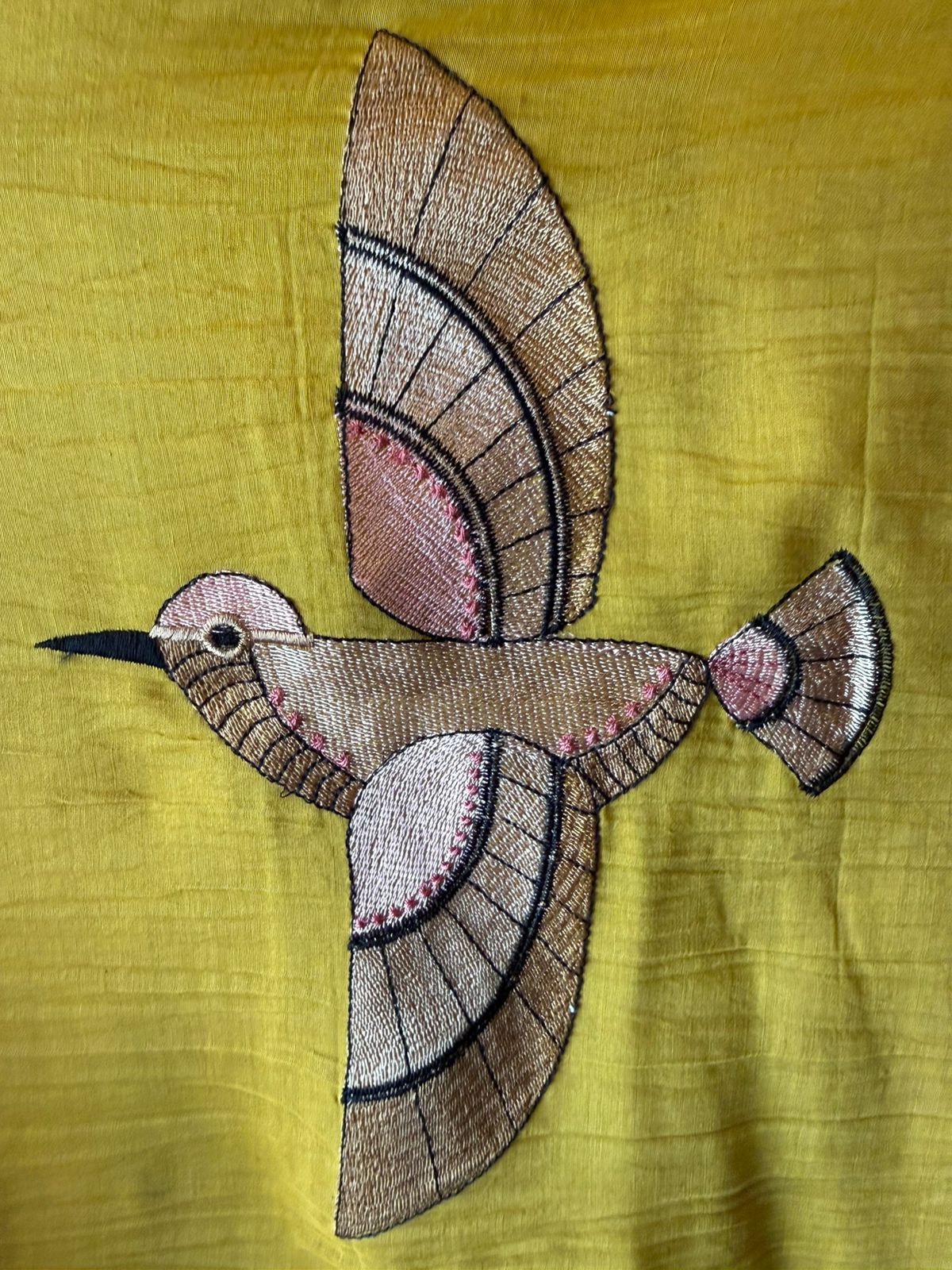Beautiful unstitched Suit with Bird Motif Appliqué & Textured Detailing