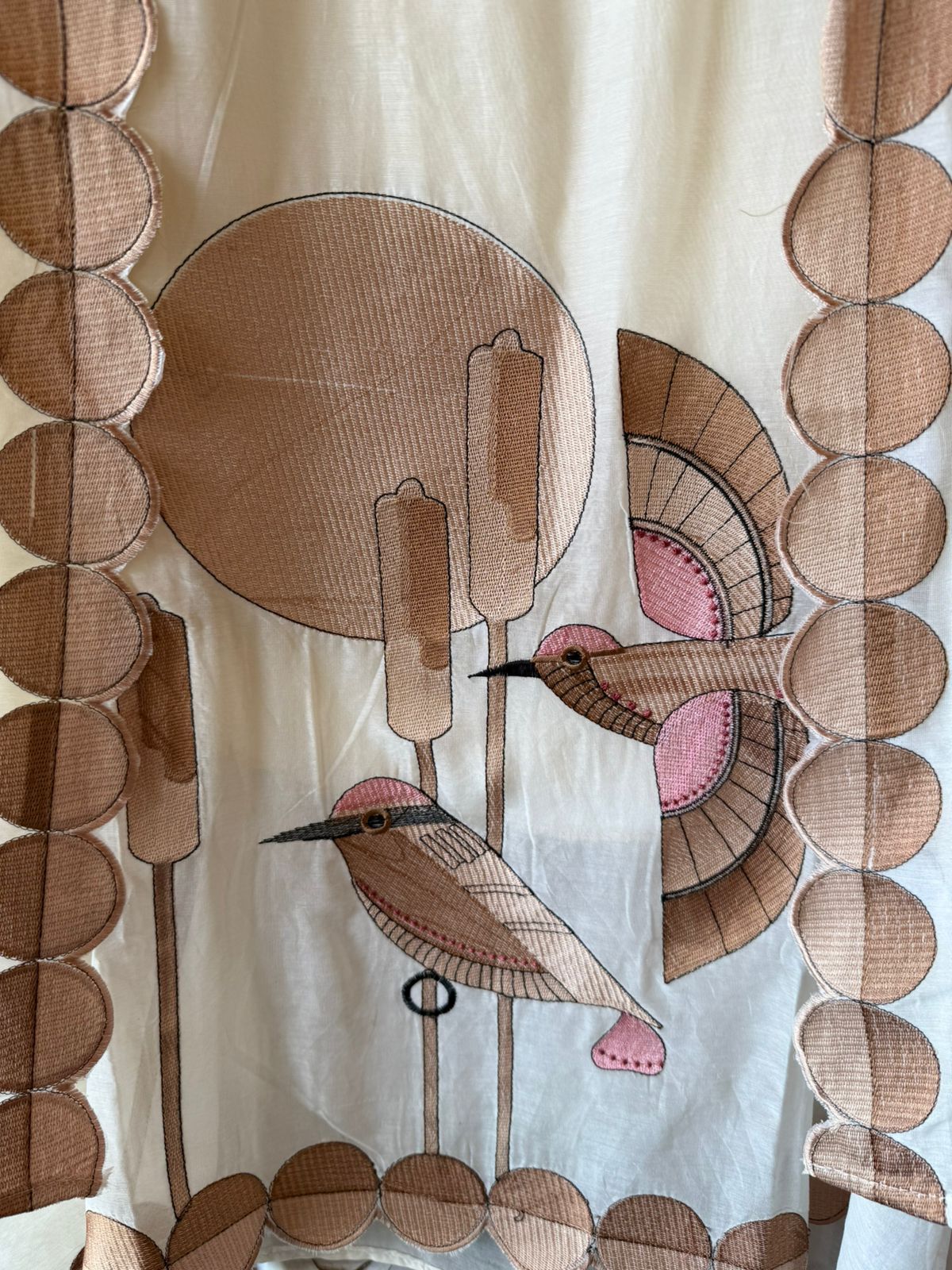 Beautiful unstitched Suit with Bird Motif Appliqué & Textured Detailing