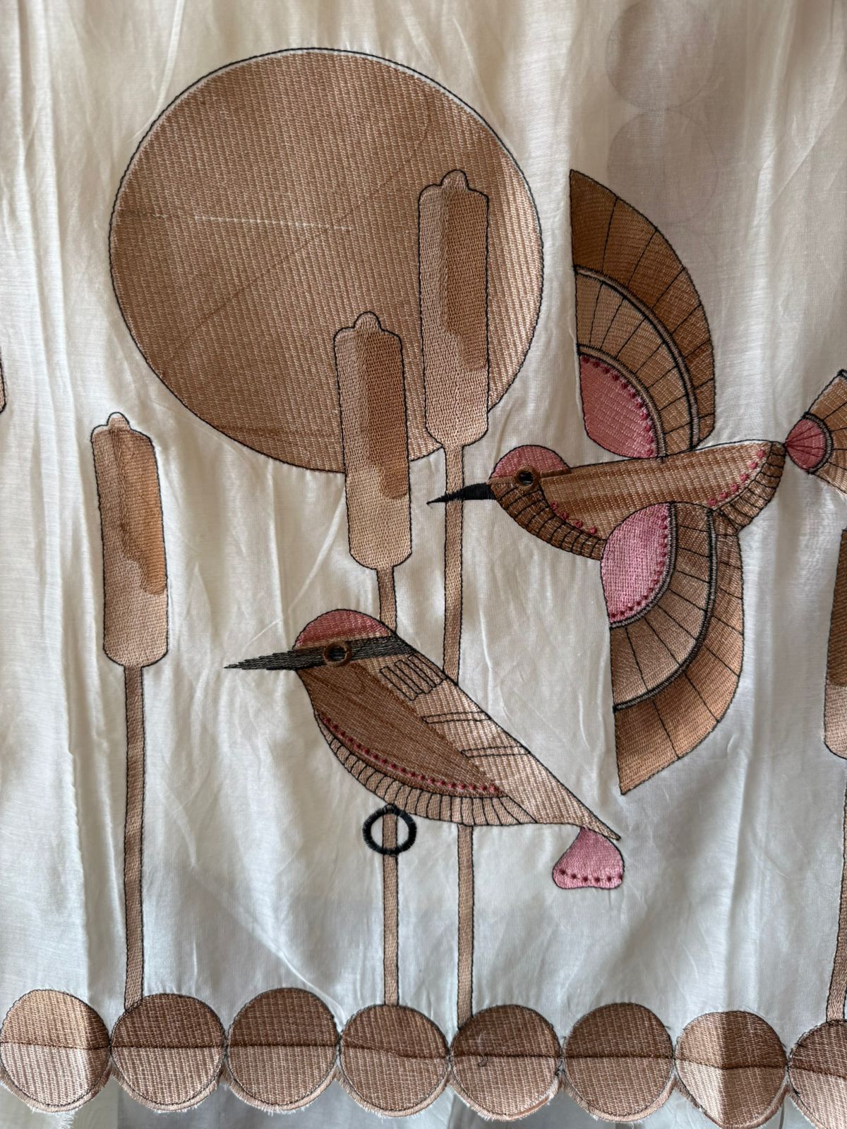 Beautiful unstitched Suit with Bird Motif Appliqué & Textured Detailing