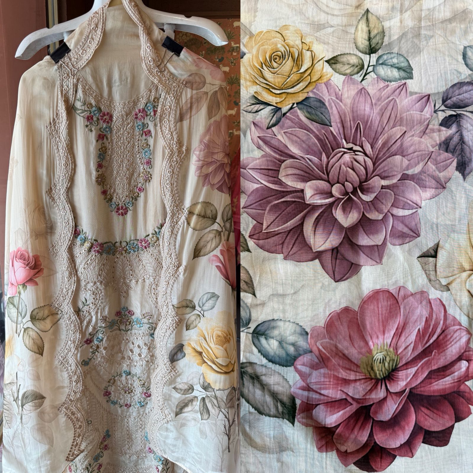 Glass organza Unstitched Shirt