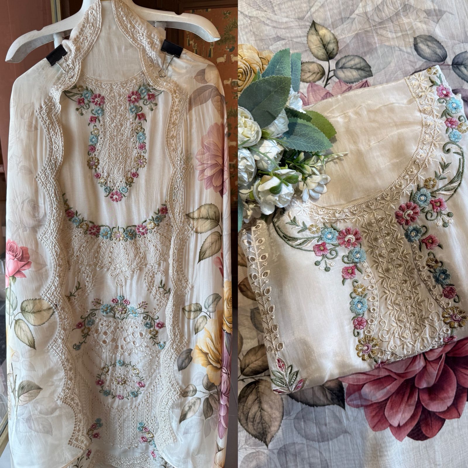 Glass organza Unstitched Shirt