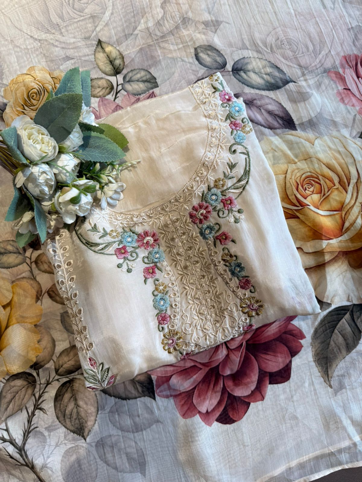 Glass organza Unstitched Shirt