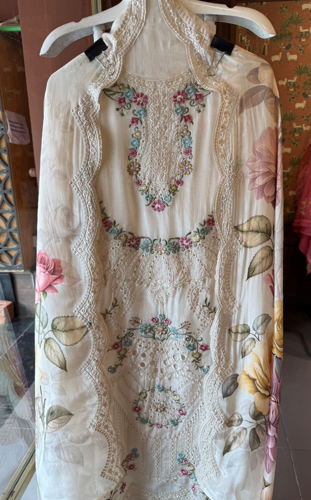 Glass organza Unstitched Shirt