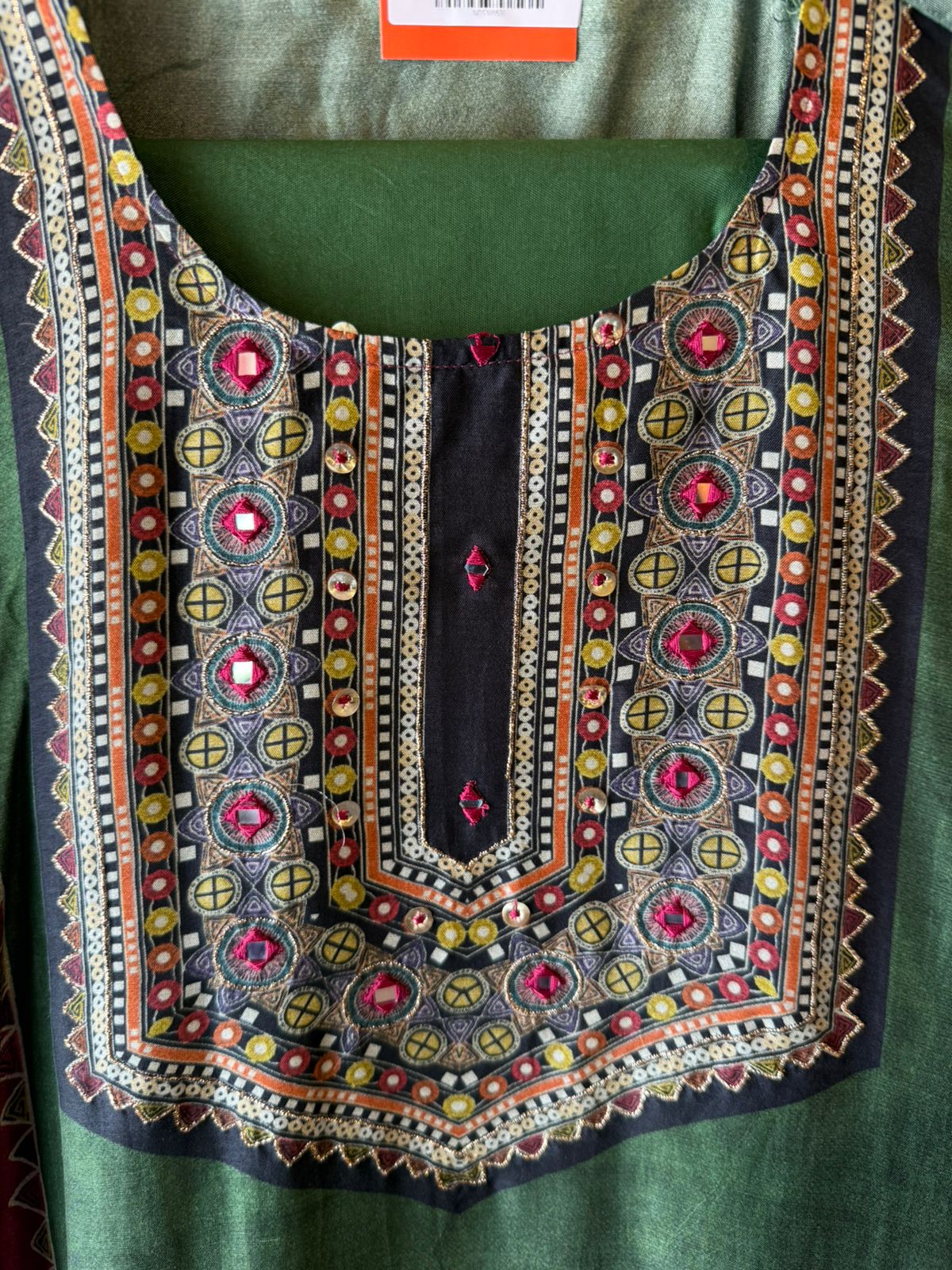 Emerald Green Ikat Printed Suit Set