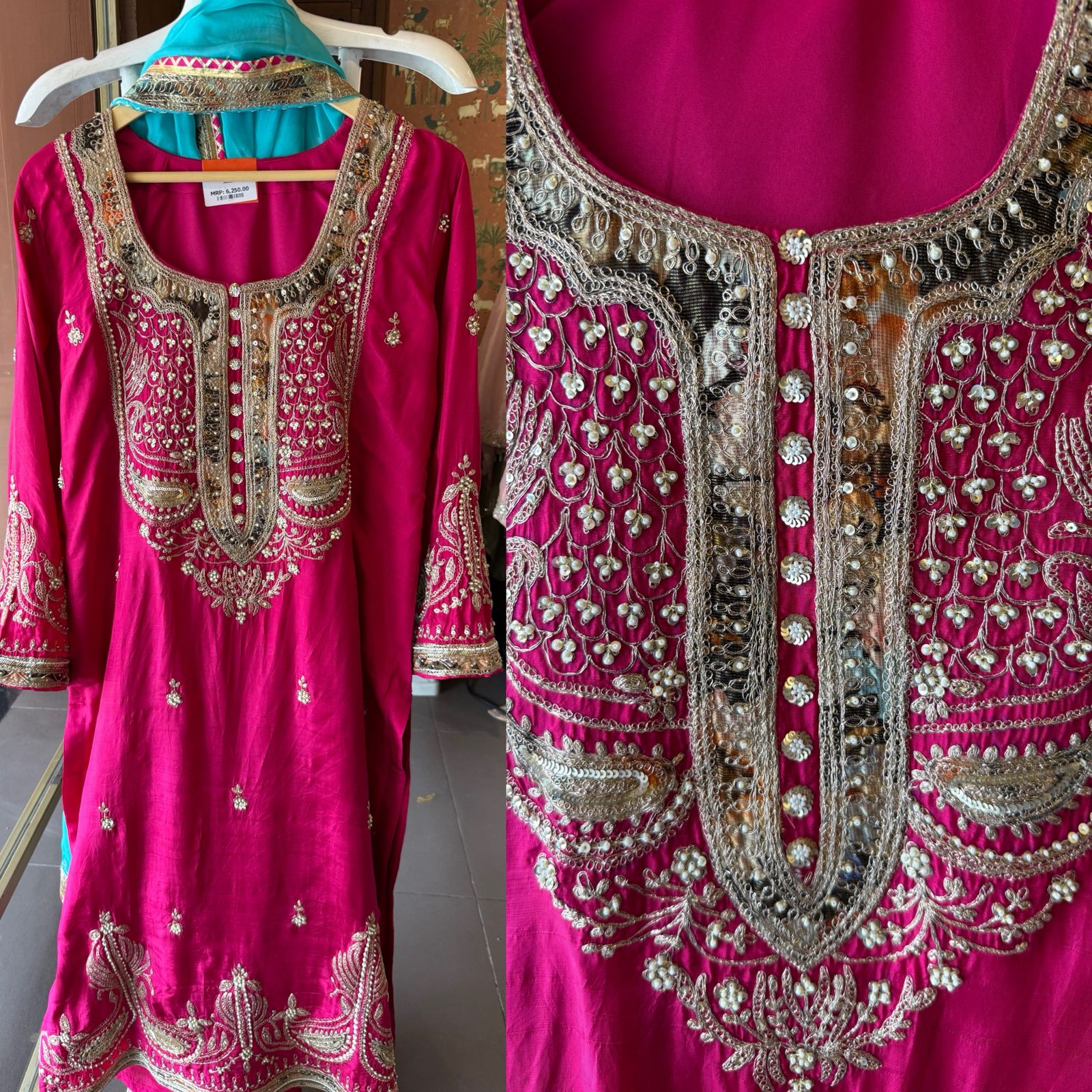 Rani Pink Handwork Kurta Set