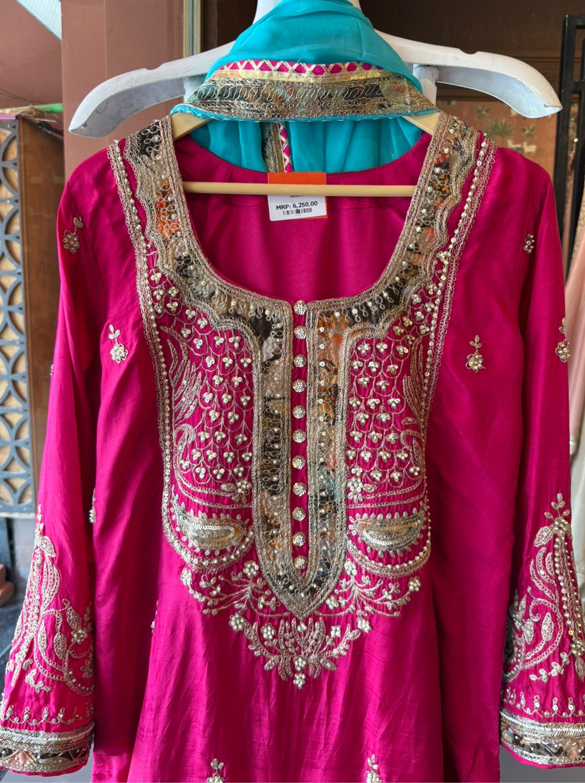 Rani Pink Handwork Kurta Set