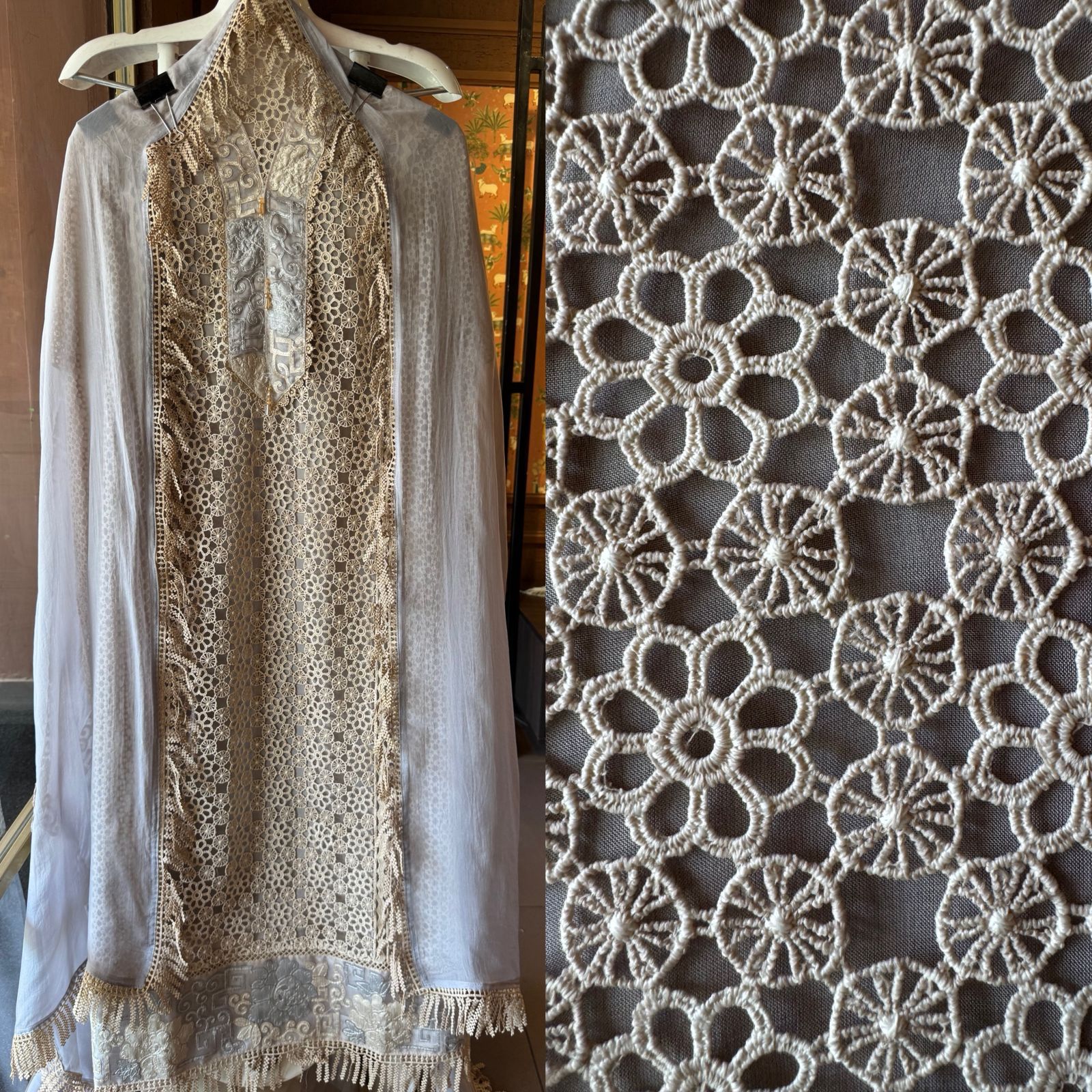 Cotton Crochet Unstitched kurta