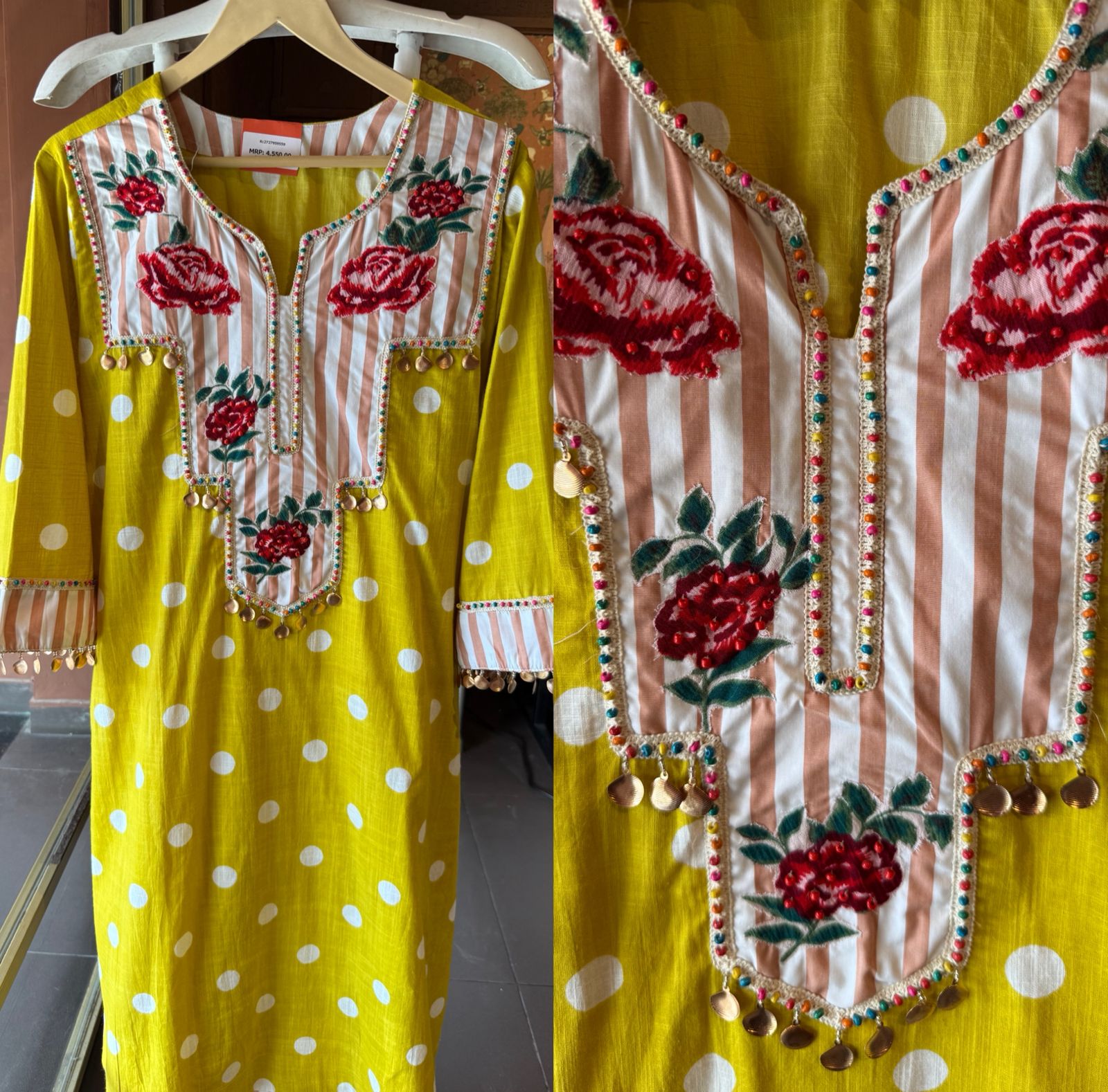 Polka Dots Floral Embroidered Coord set