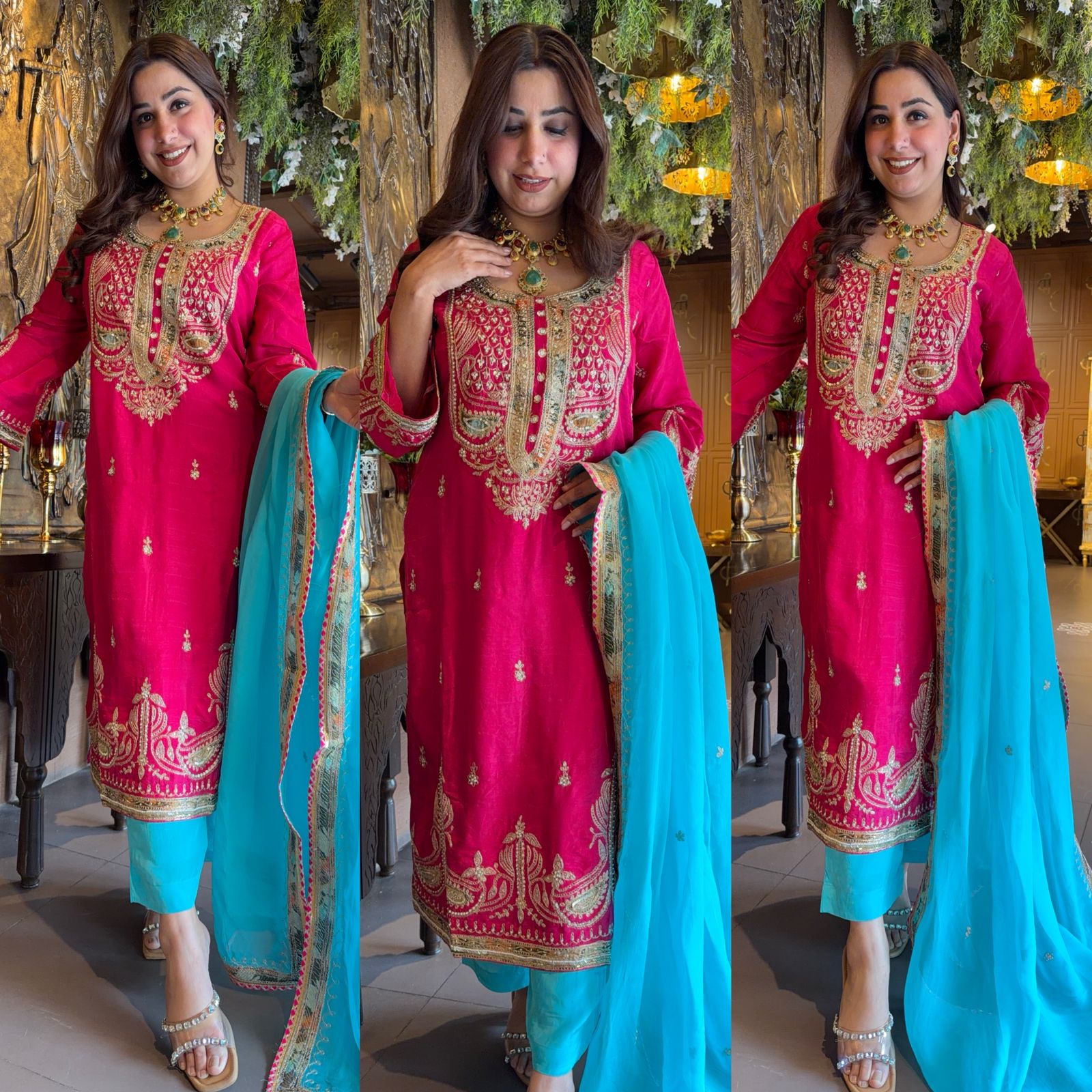 Rani Pink Handwork Kurta Set