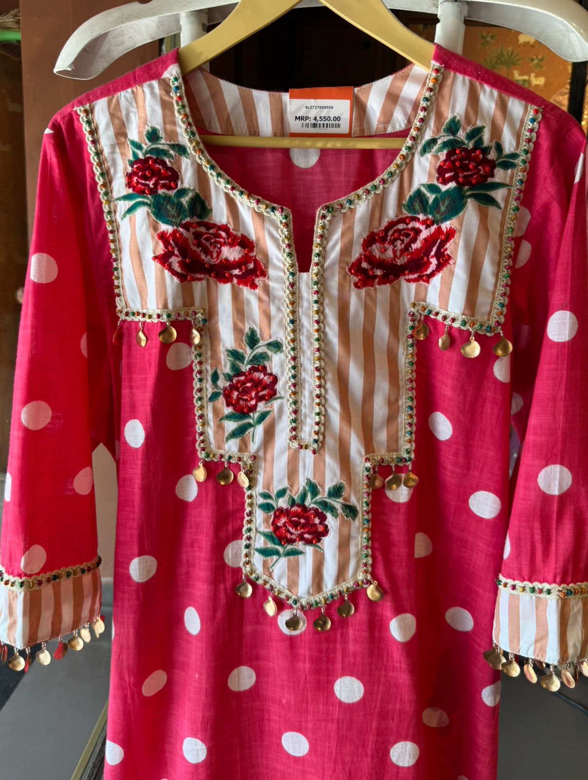 Polka Dots Floral Embroidered Coord set