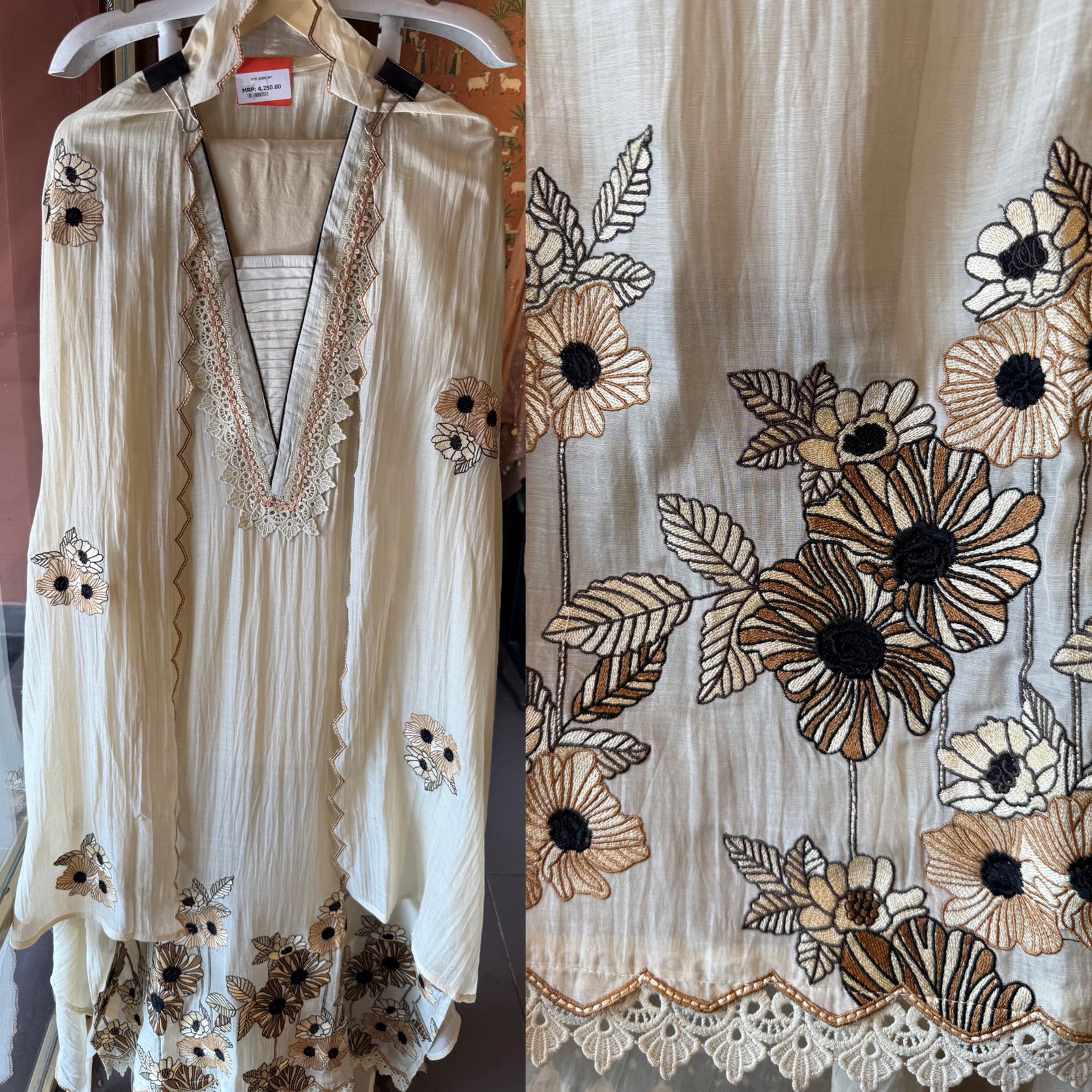 Floral Embroidered Unstitched Suit set