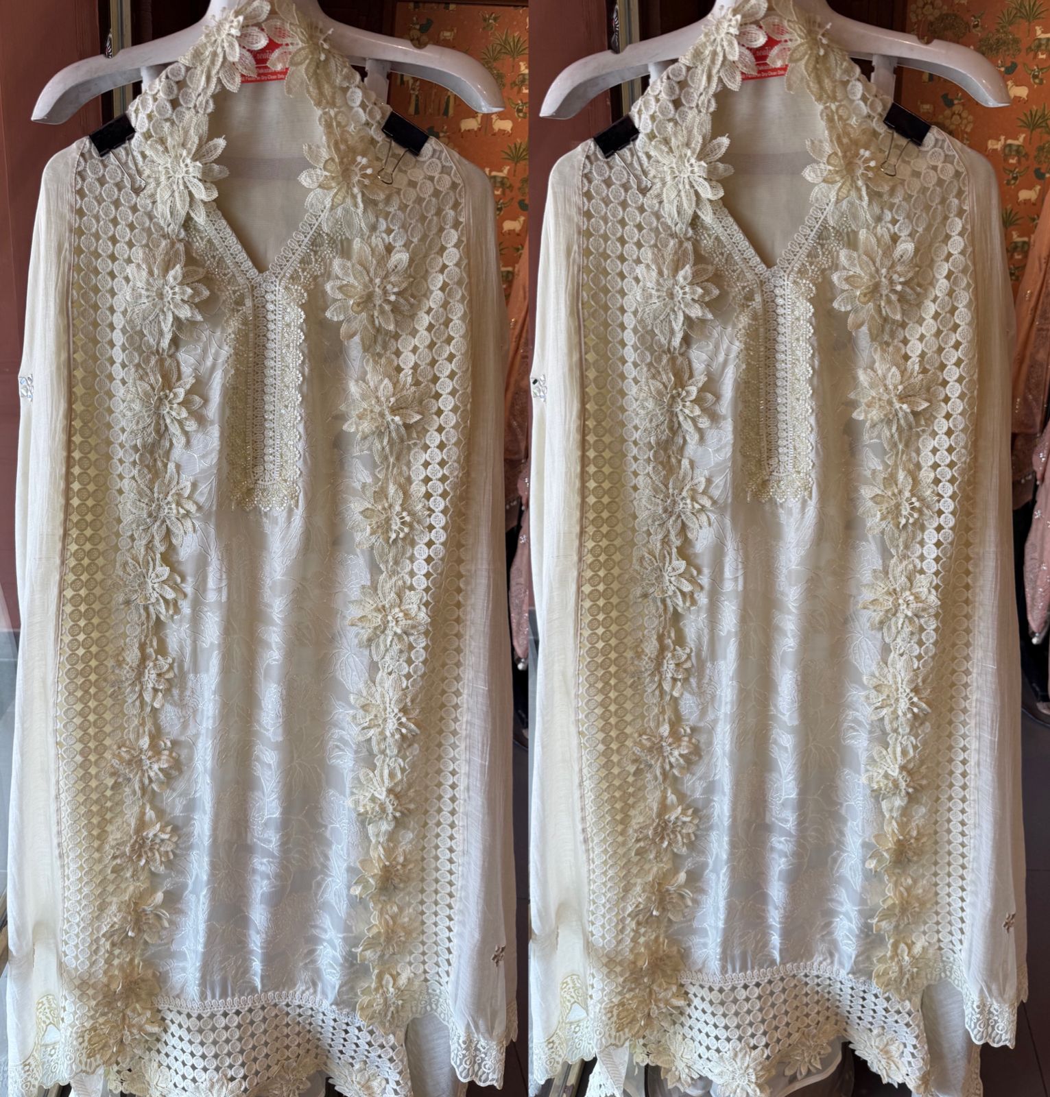 Floral Lace Elegant Unstitched Suit Set