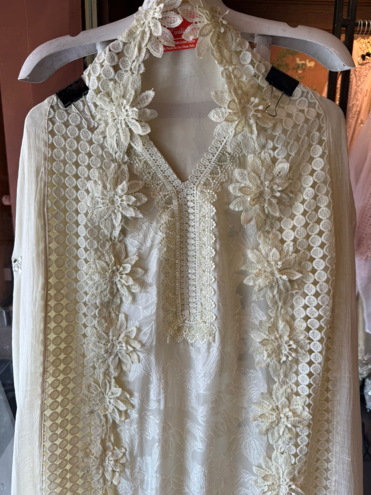 Floral Lace Elegant Unstitched Suit Set