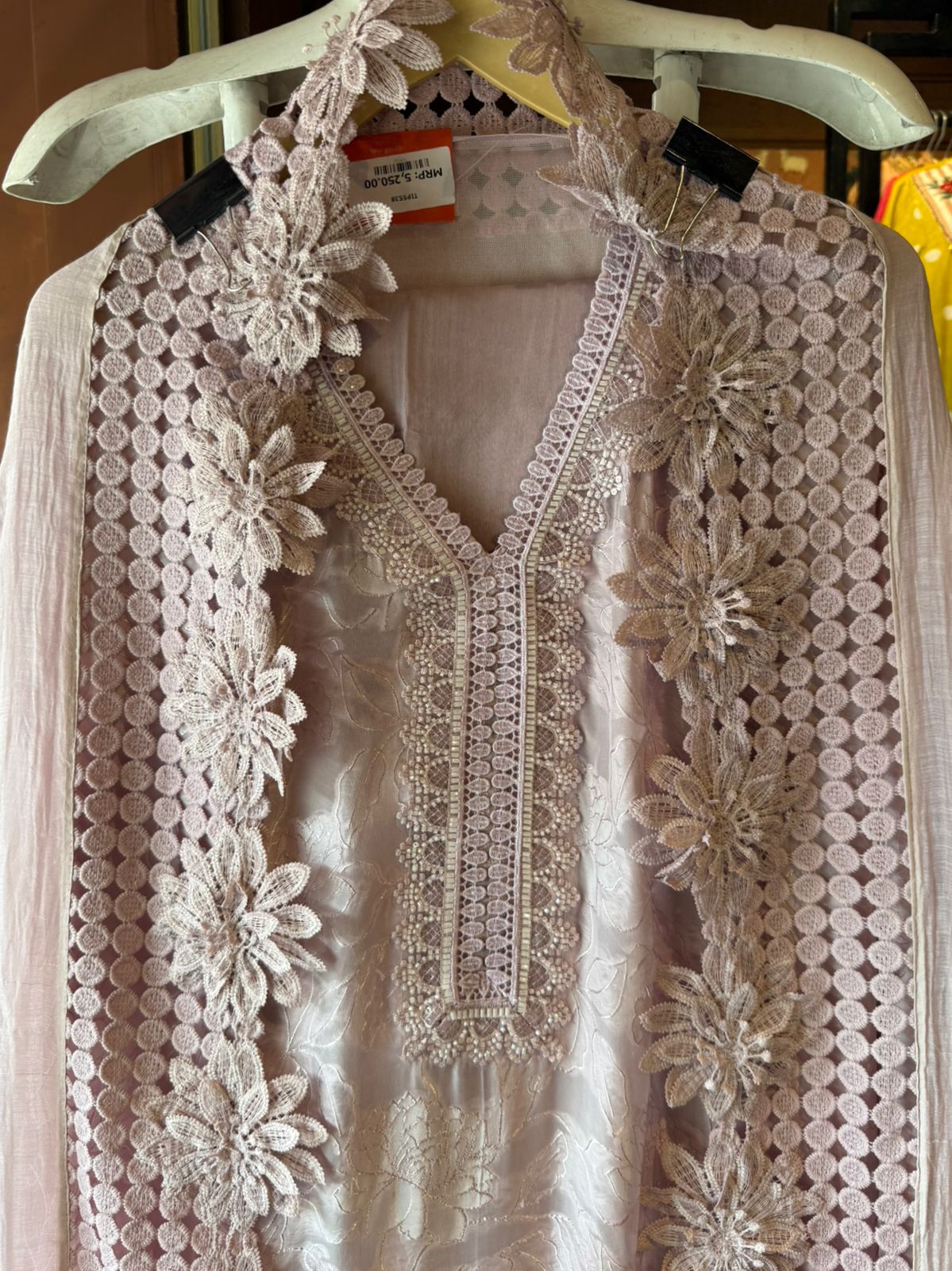 Floral Lace Elegant Unstitched Suit Set