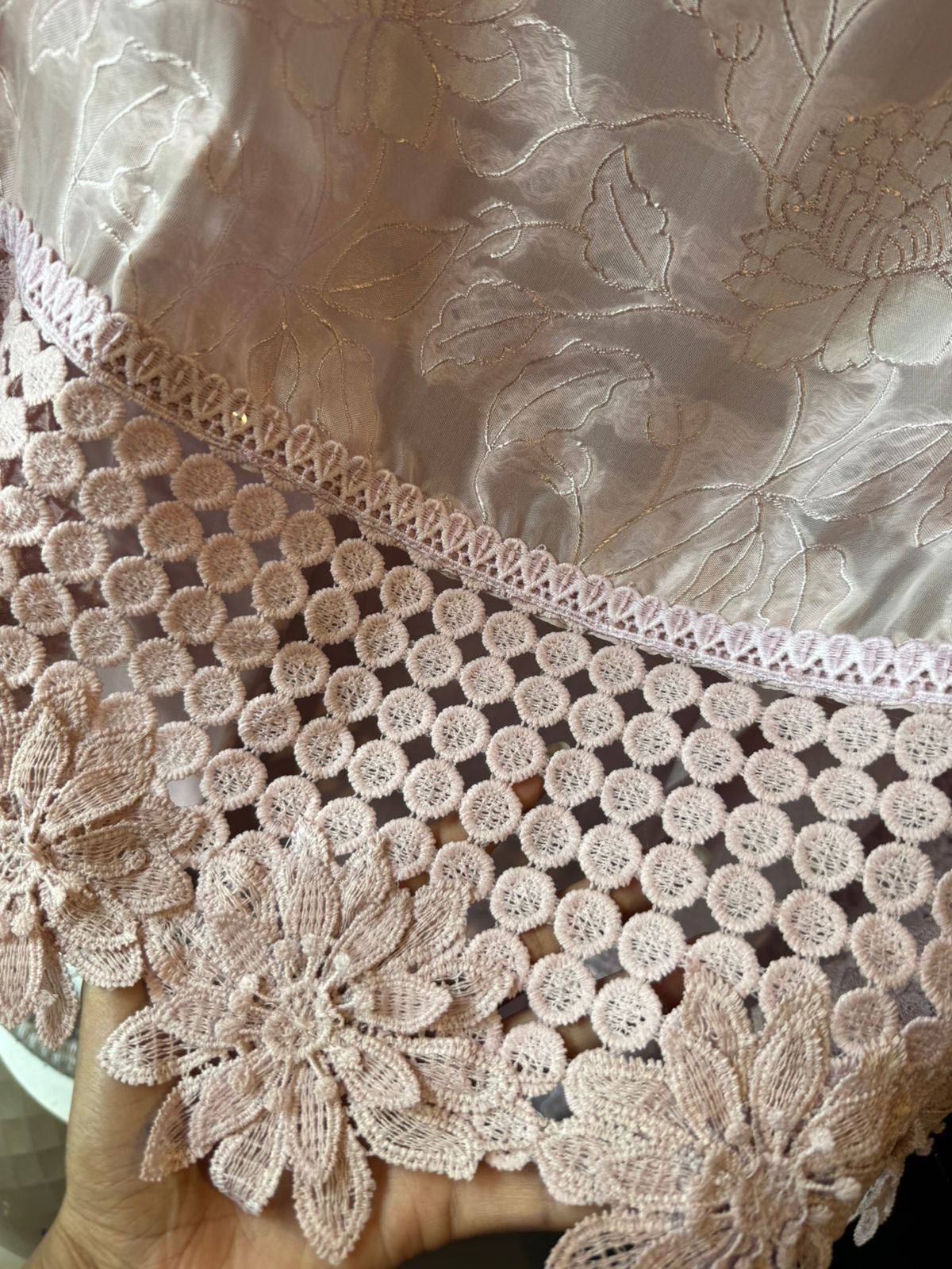 Floral Lace Elegant Unstitched Suit Set