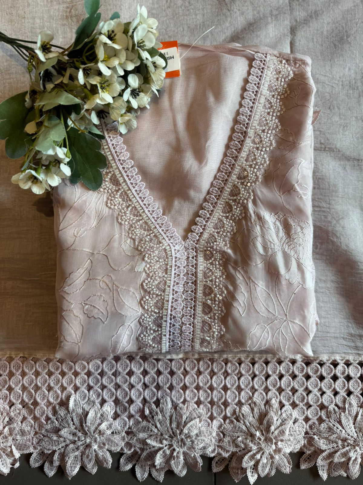 Floral Lace Elegant Unstitched Suit Set