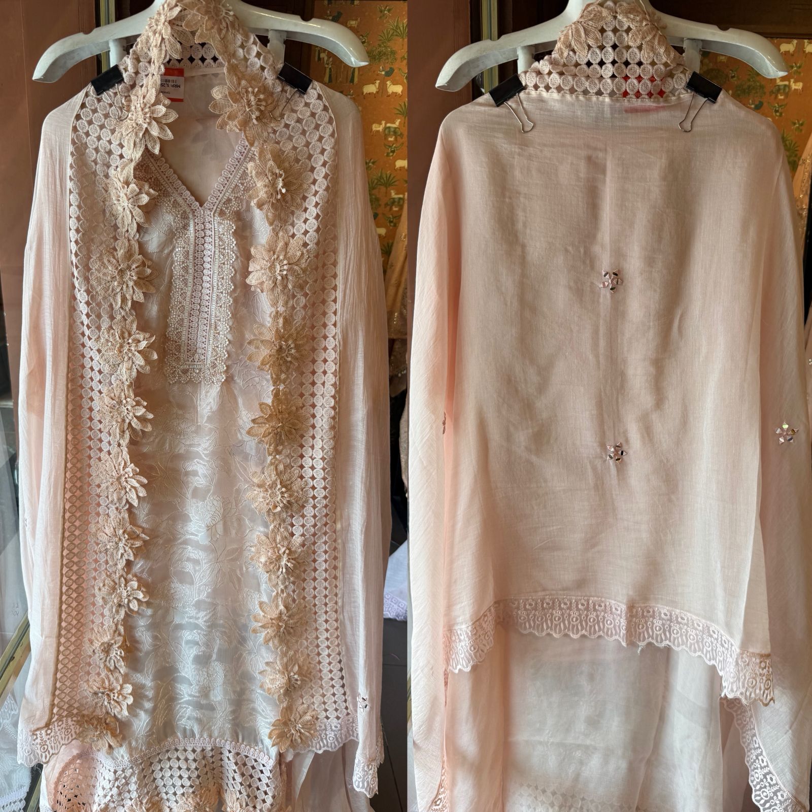 Floral Lace Elegant Unstitched Suit Set